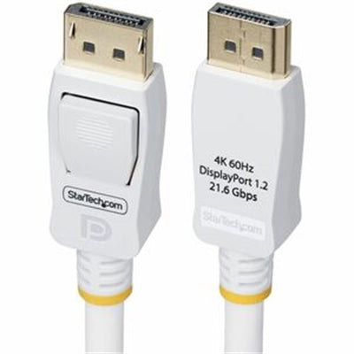 StarTech.com 6ft (1.8m) White VESA Certified DisplayPort 1.2 Cable 4K 60Hz 21.6Gbps Latching DP Connectors DP 1.2 DisplayPort Cable DP Monitor Cord M/
