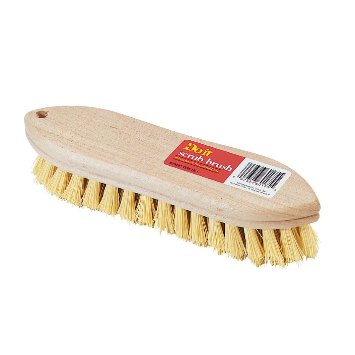 9 In. Crimped White Polypropylene Bristle Hardwood Scrub Brush