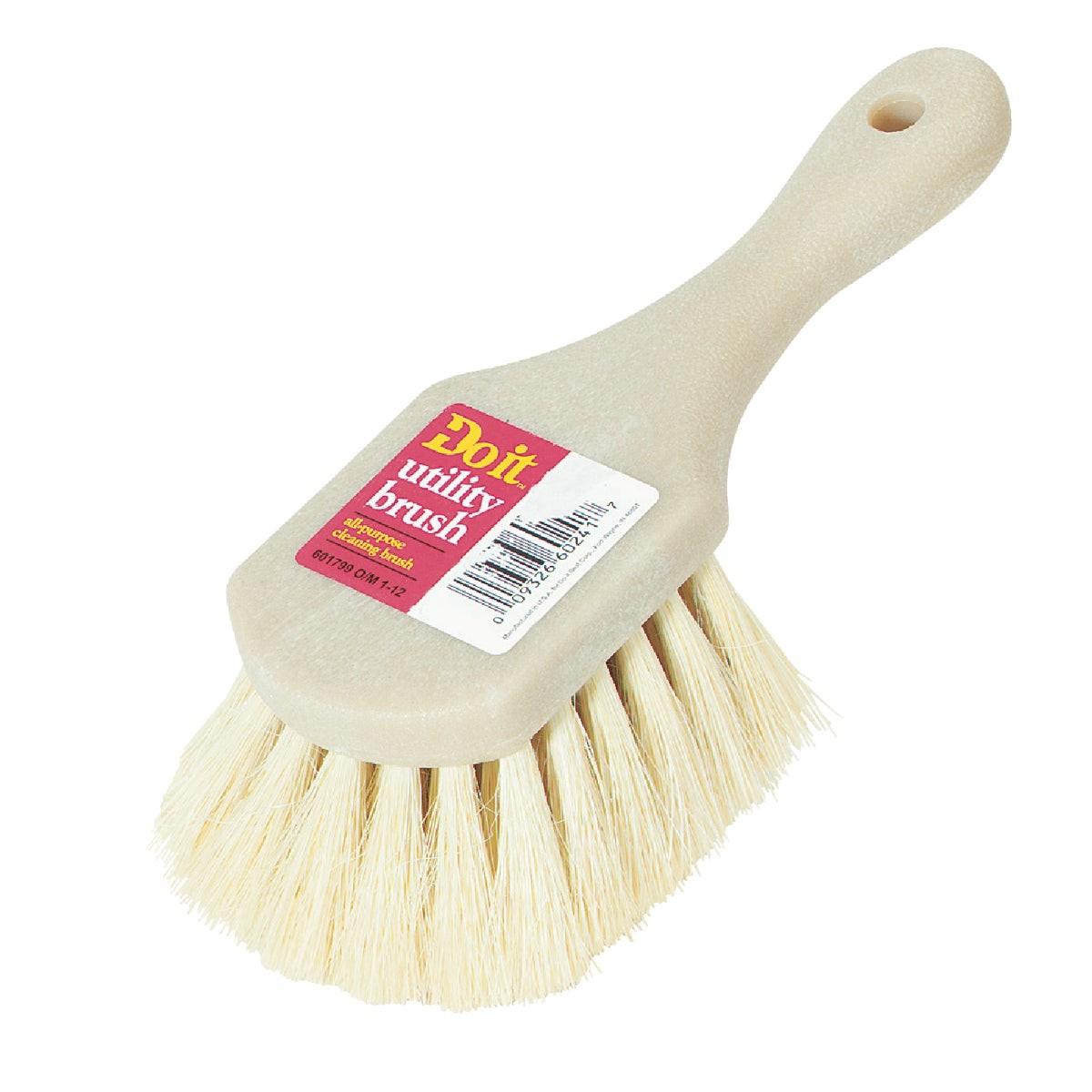 9 In. x 3 In. White Tampico Bristle Fiber Poly Scrub Brush
