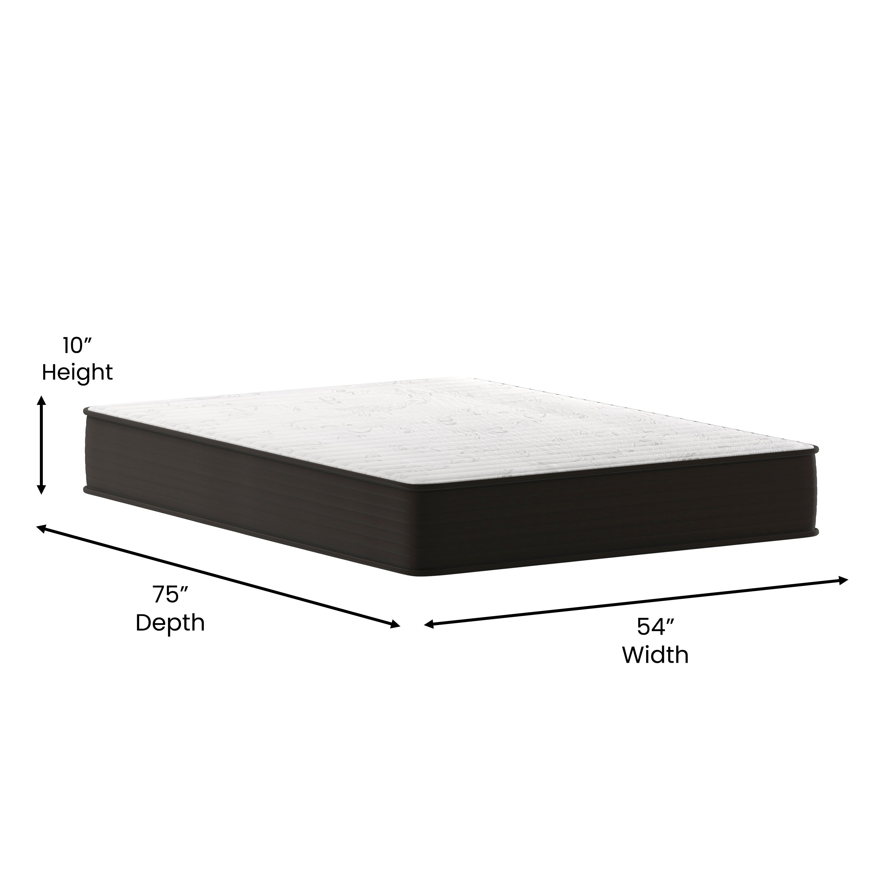 Dream 10 Inch Hybrid Mattress, Full Size High Density Foam and Pocket Spring Mattress in a Box, CertiPur-US Certified Foam, White/Black