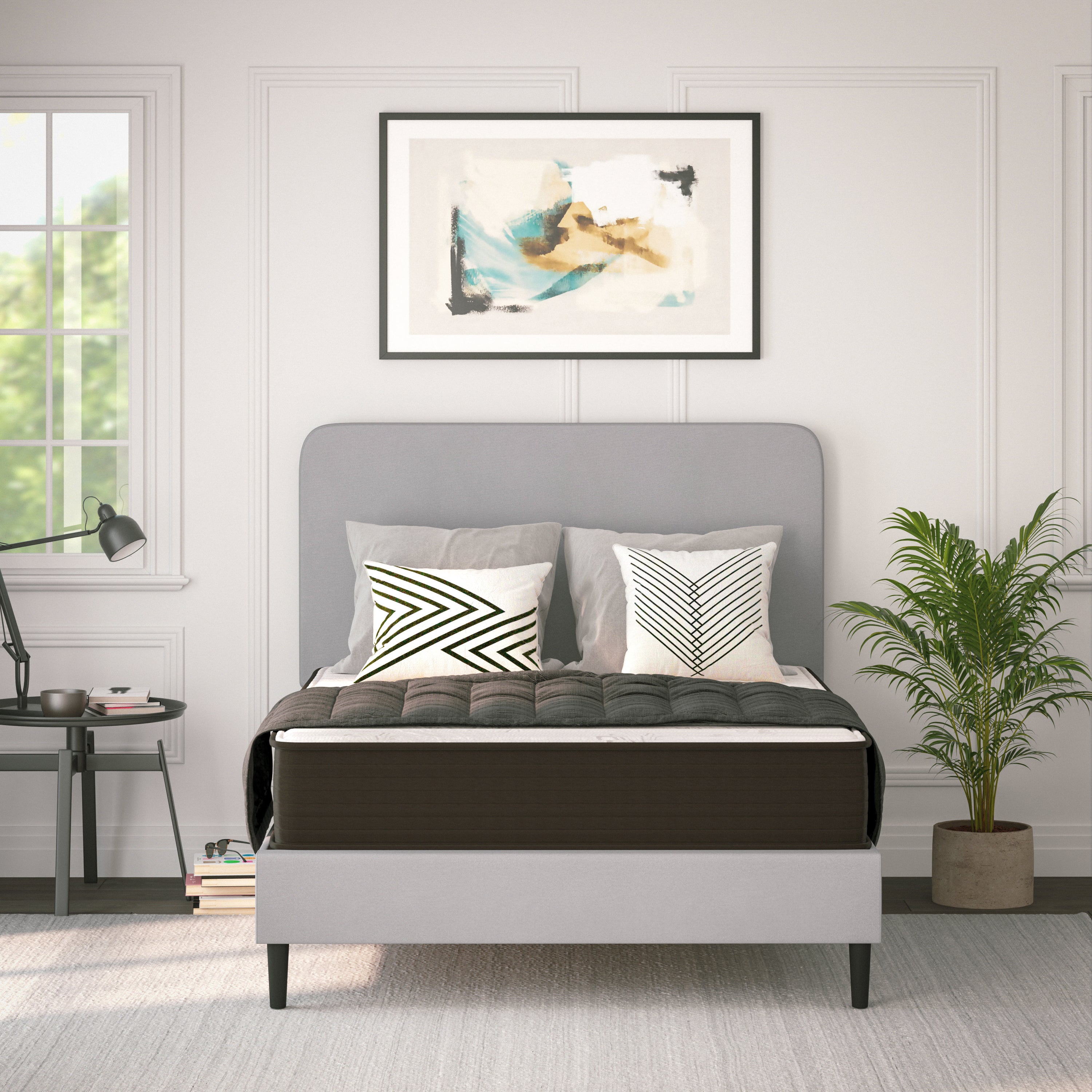 Dream 10 Inch Hybrid Mattress, Full Size High Density Foam and Pocket Spring Mattress in a Box, CertiPur-US Certified Foam, White/Black
