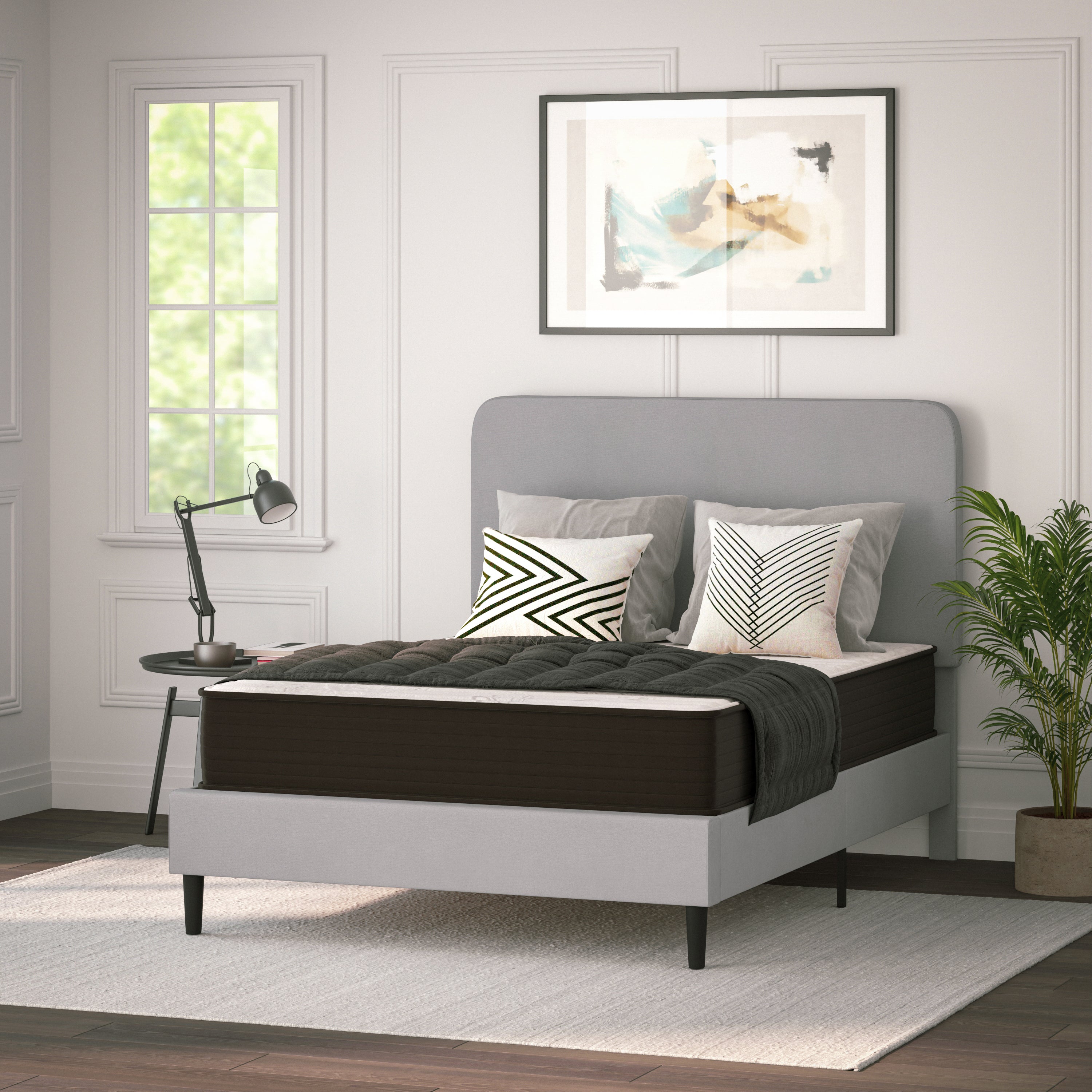 Dream 10 Inch Hybrid Mattress, Full Size High Density Foam and Pocket Spring Mattress in a Box, CertiPur-US Certified Foam, White/Black