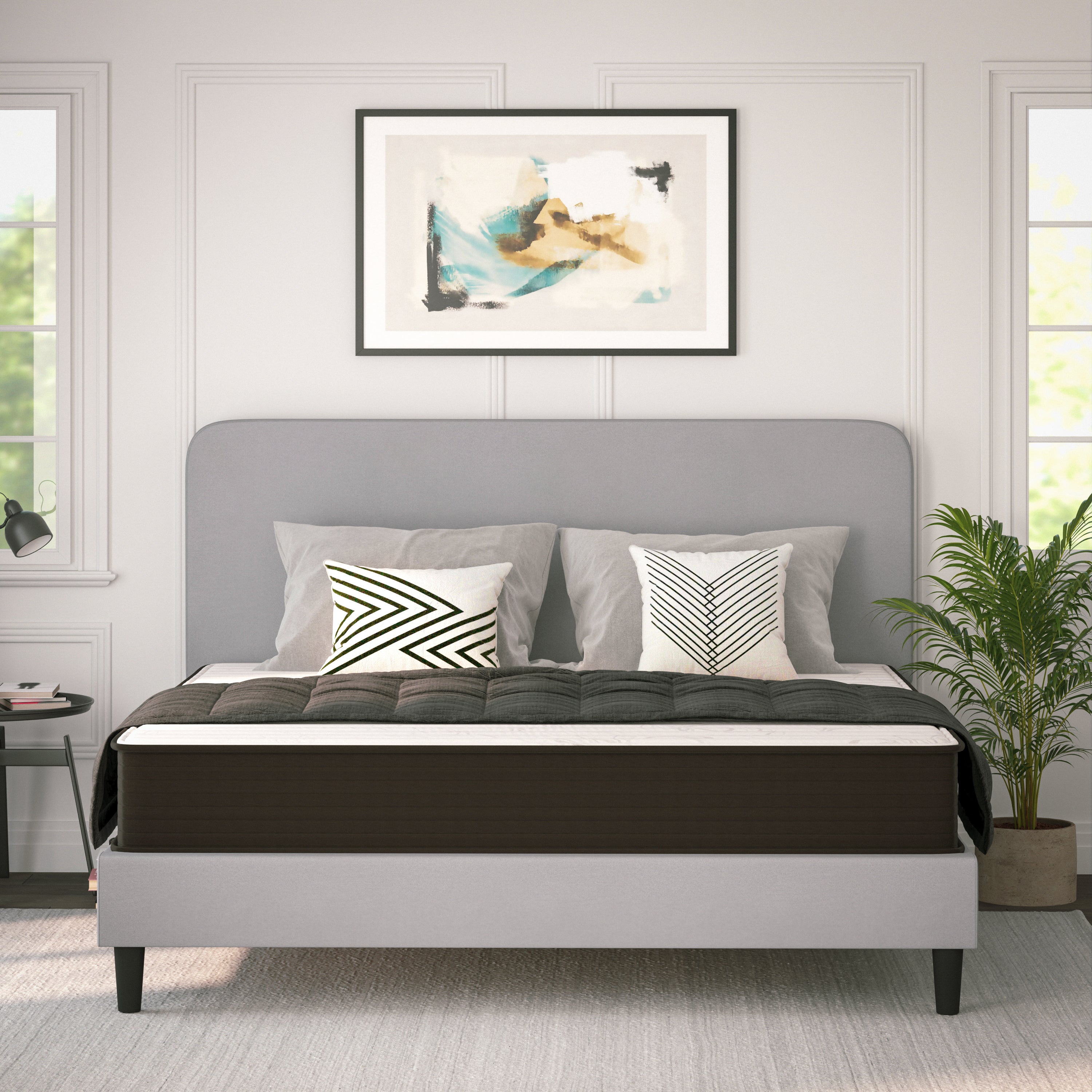 Dream 10 Inch Hybrid Mattress, King Size High Density Foam and Pocket Spring Mattress in a Box, CertiPur-US Certified Foam, White/Black