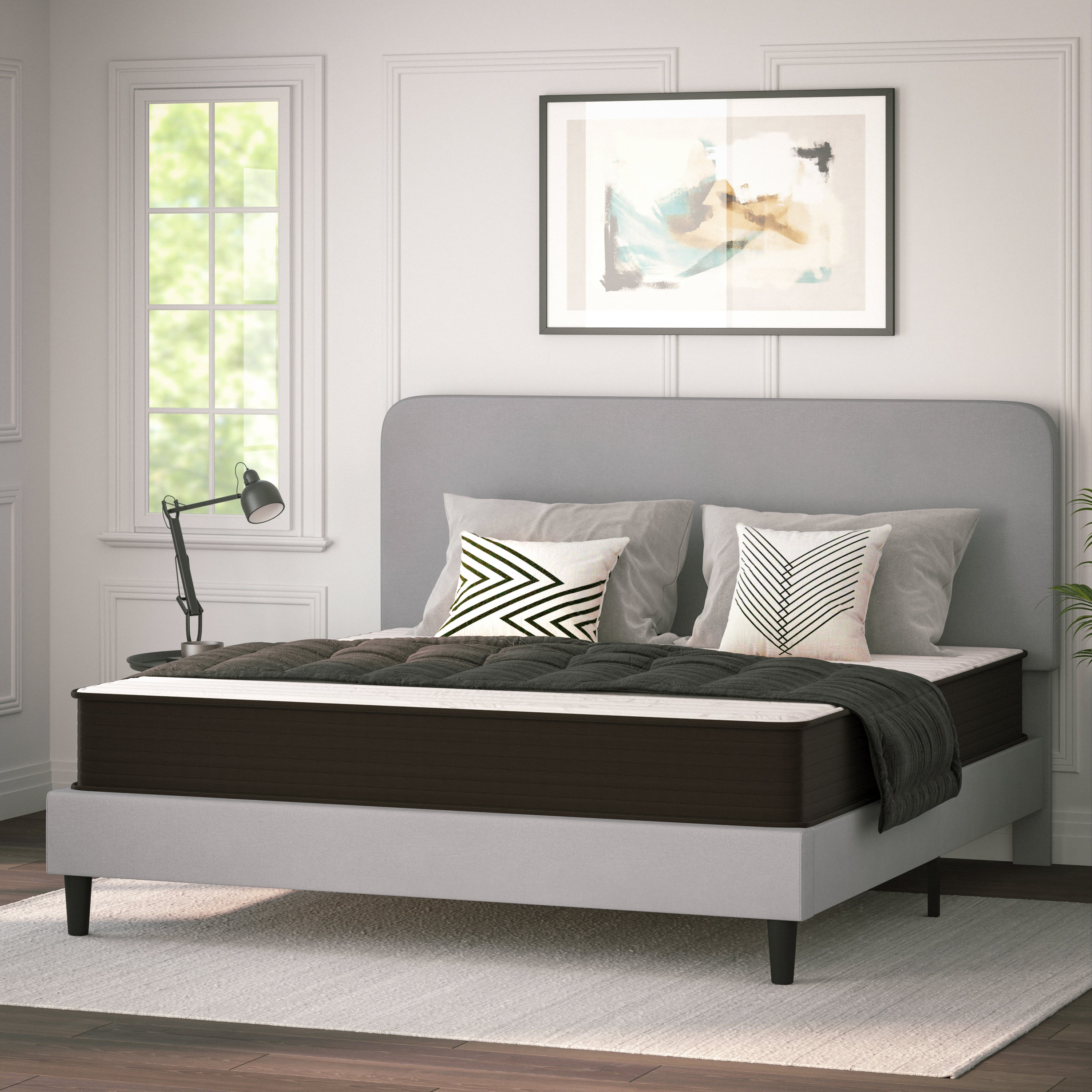 Dream 10 Inch Hybrid Mattress, King Size High Density Foam and Pocket Spring Mattress in a Box, CertiPur-US Certified Foam, White/Black