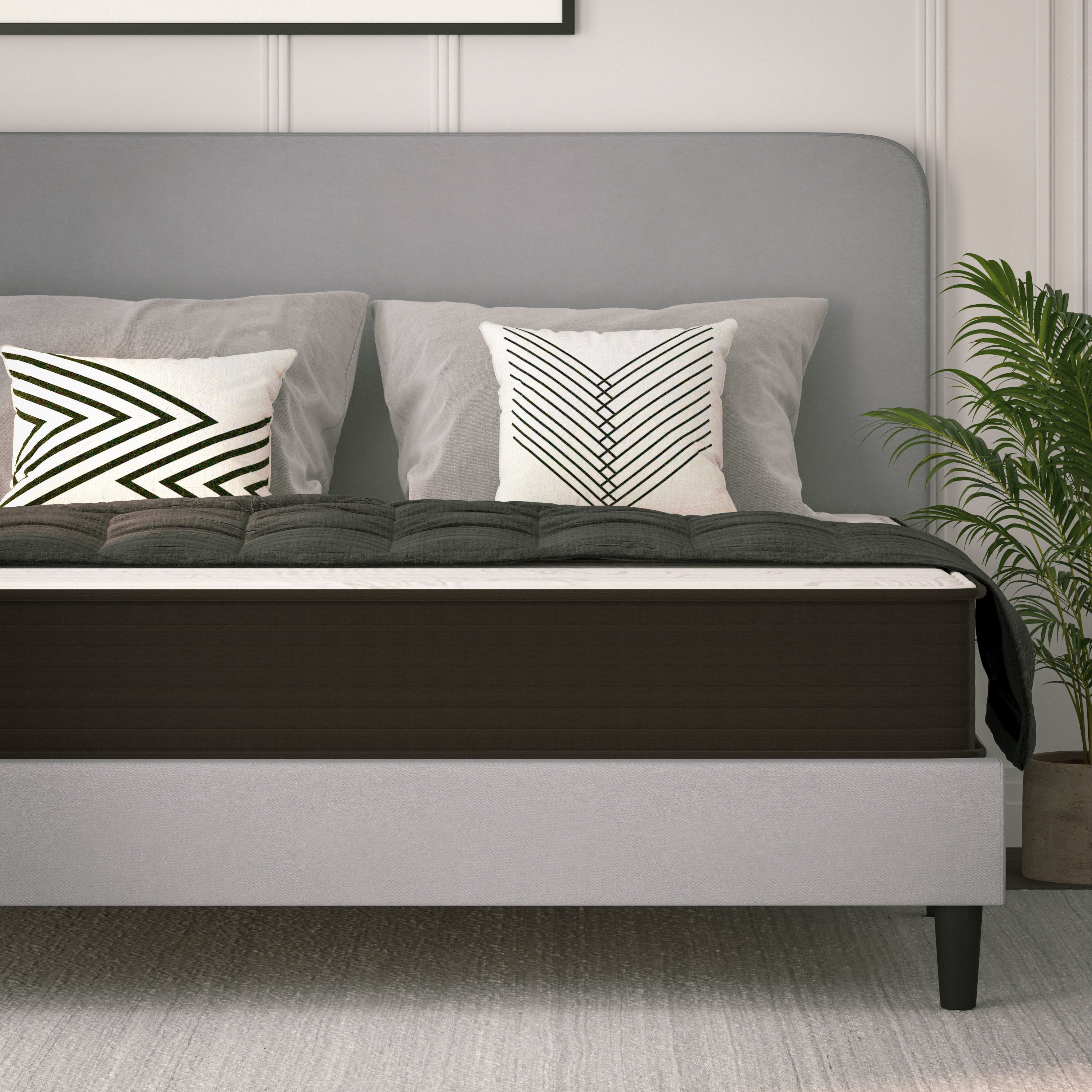 Dream 10 Inch Hybrid Mattress, King Size High Density Foam and Pocket Spring Mattress in a Box, CertiPur-US Certified Foam, White/Black