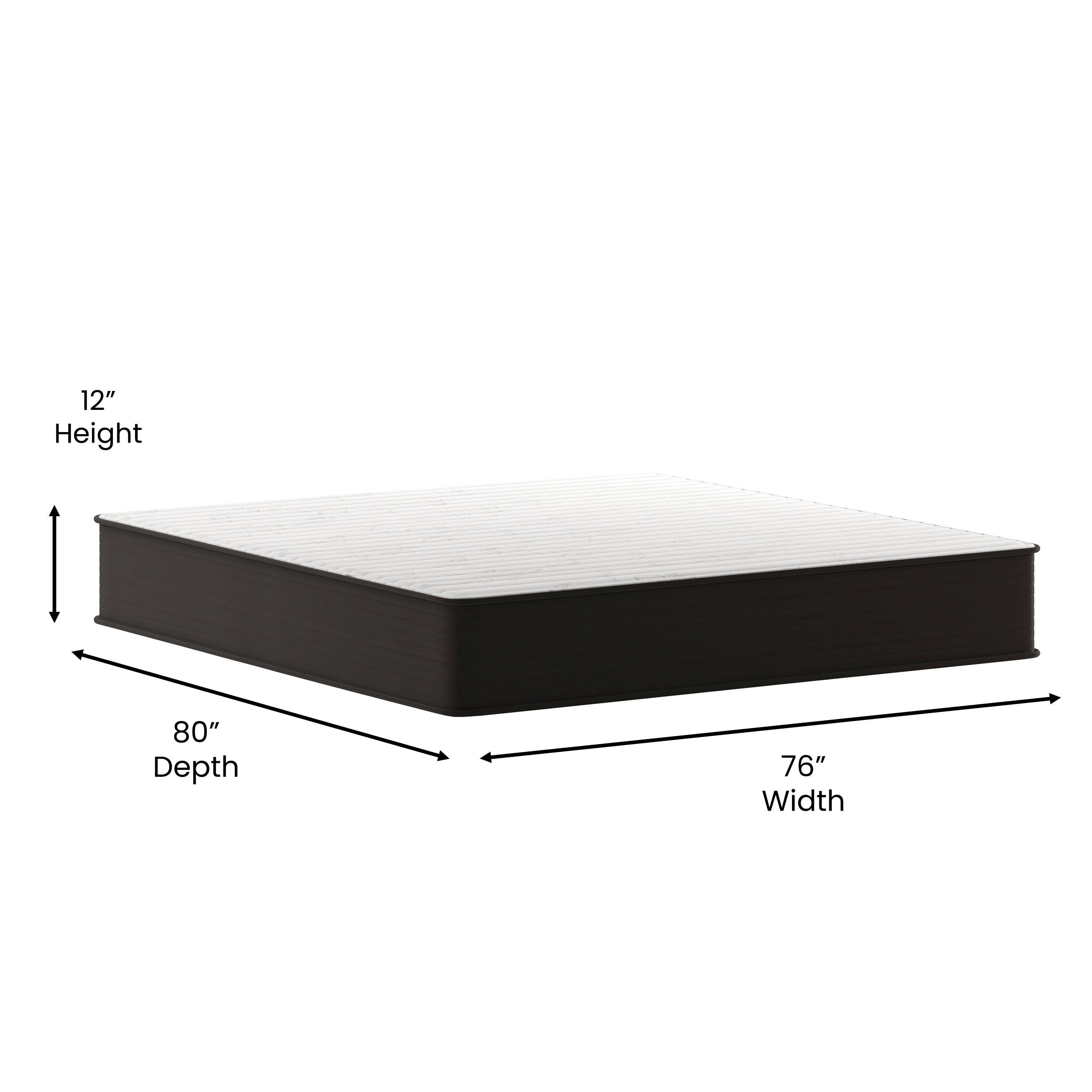 Dream 12 Inch Hybrid Mattress, King Size High Density Foam and Pocket Spring Mattress in a Box, CertiPur-US Certified Foam, White/Black