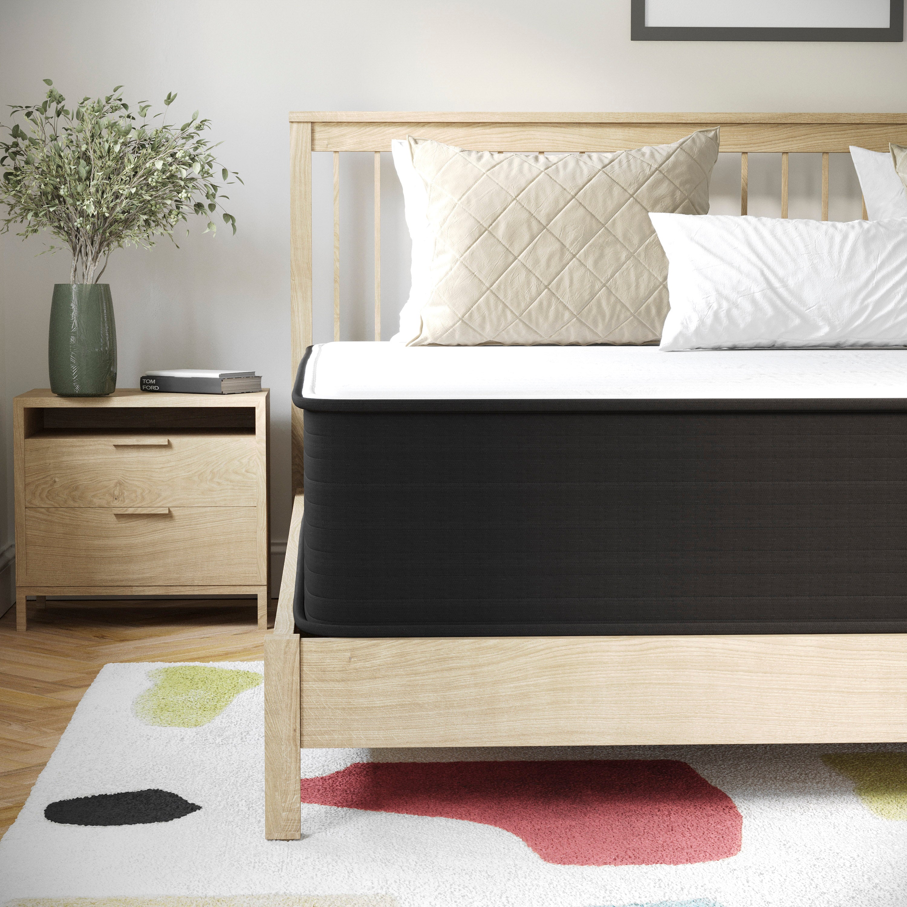Dream 12 Inch Hybrid Mattress, King Size High Density Foam and Pocket Spring Mattress in a Box, CertiPur-US Certified Foam, White/Black