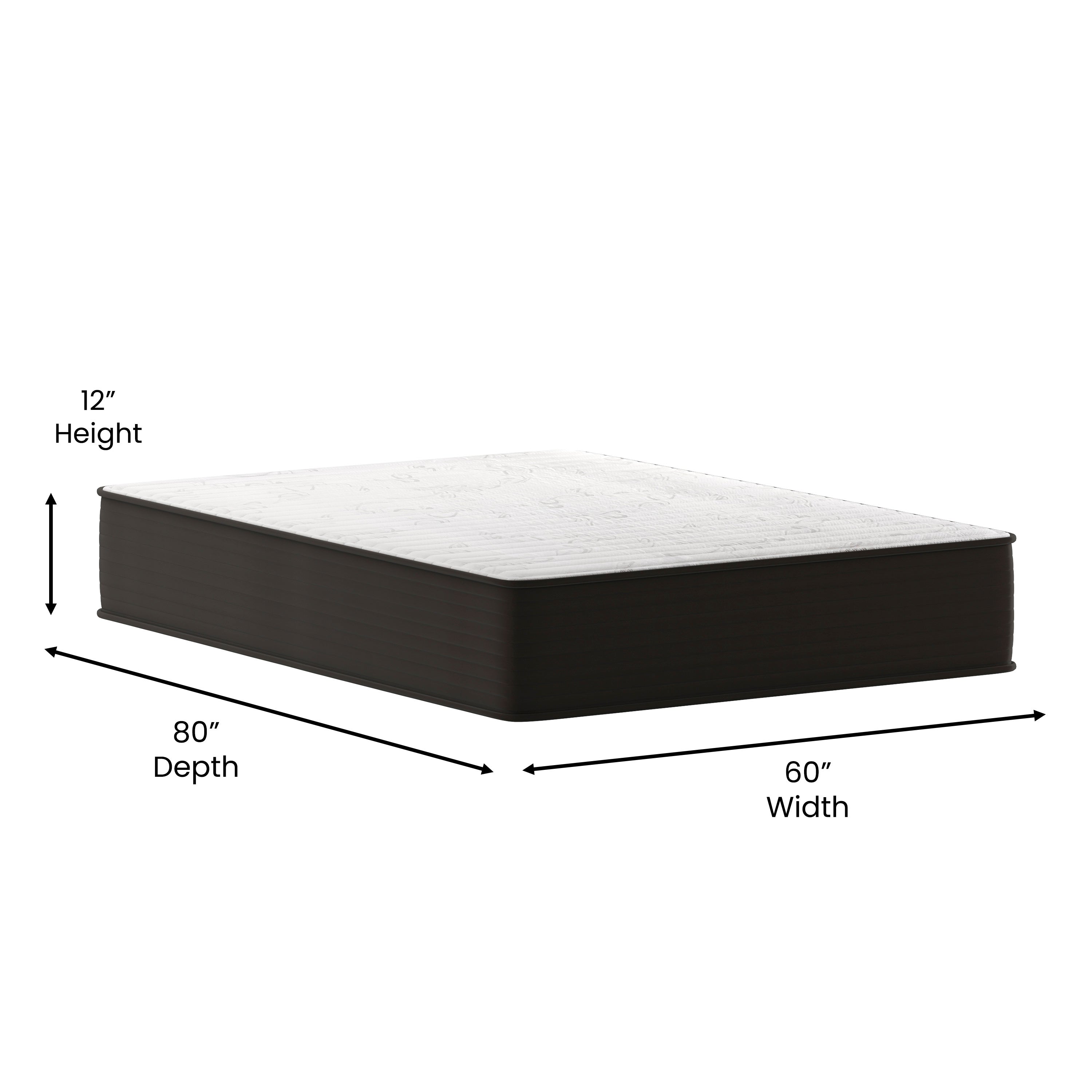 Dream 12 Inch Hybrid Mattress, Queen Size High Density Foam and Pocket Spring Mattress in a Box, CertiPur-US Certified Foam, White/Black