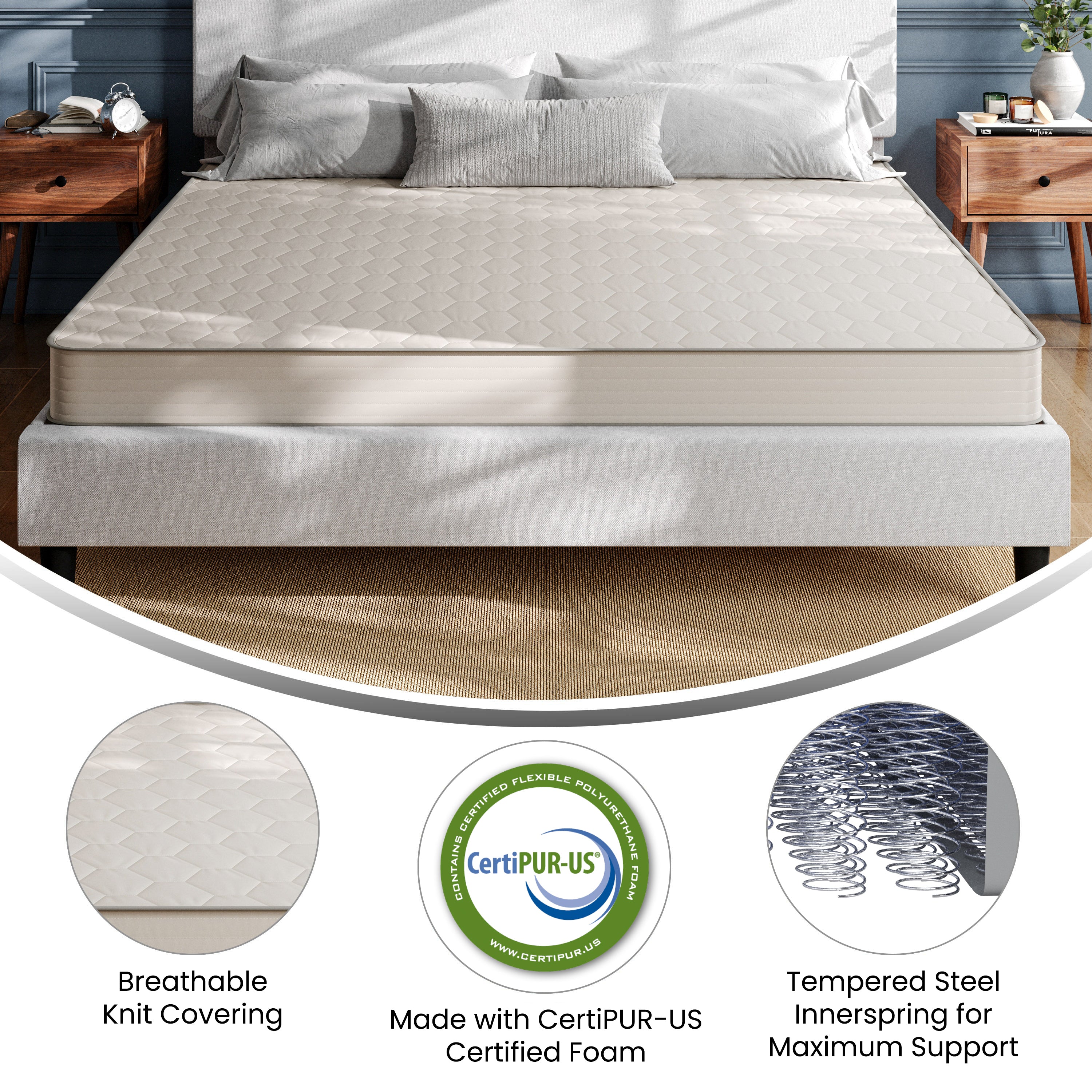Dream 6 Inch Hybrid Mattress, King Size High Density Foam and Innerspring Mattress in a Box, CertiPur-US Certified Foam