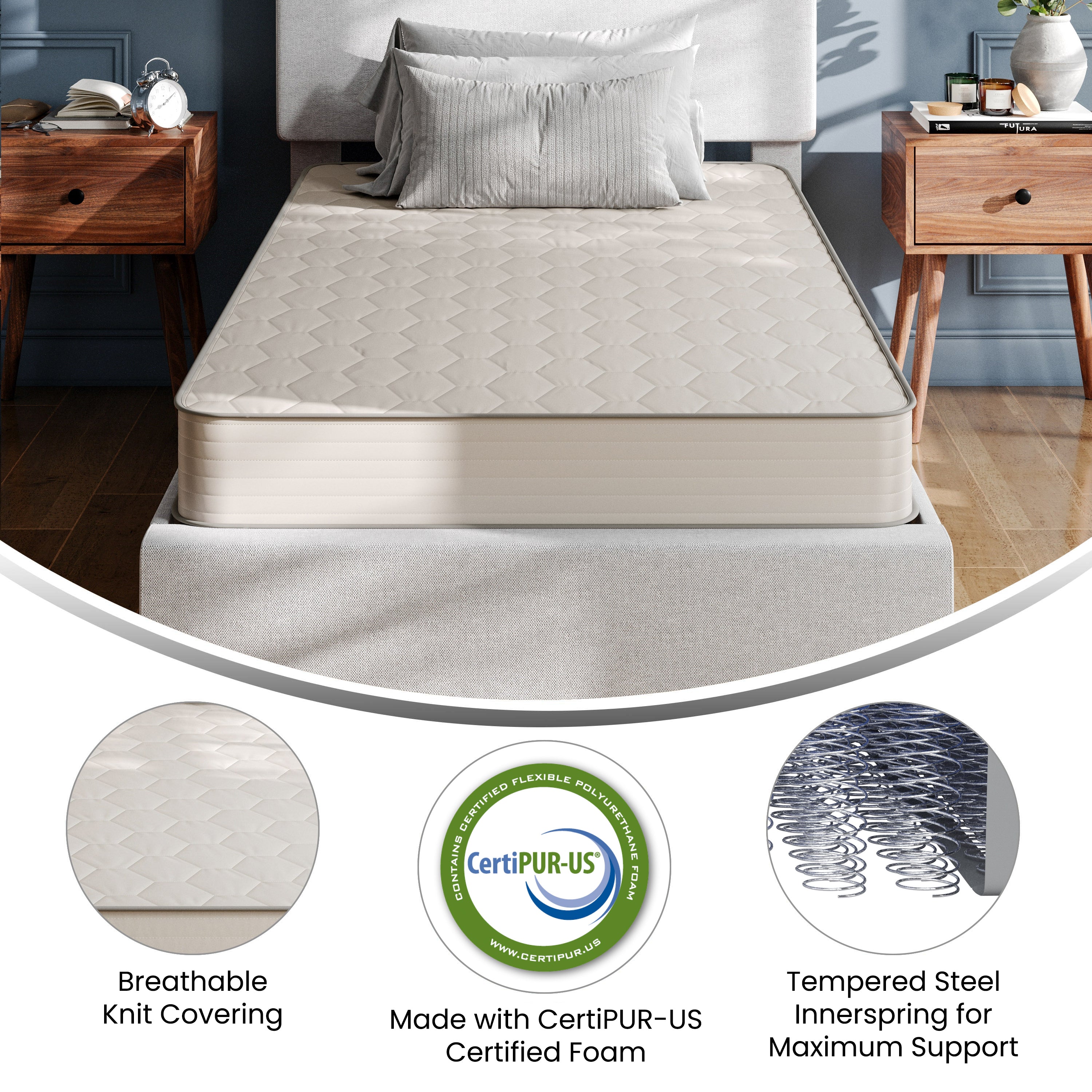 Dream 6 Inch Hybrid Mattress, Twin Size High Density Foam and Innerspring Mattress in a Box, CertiPur-US Certified Foam