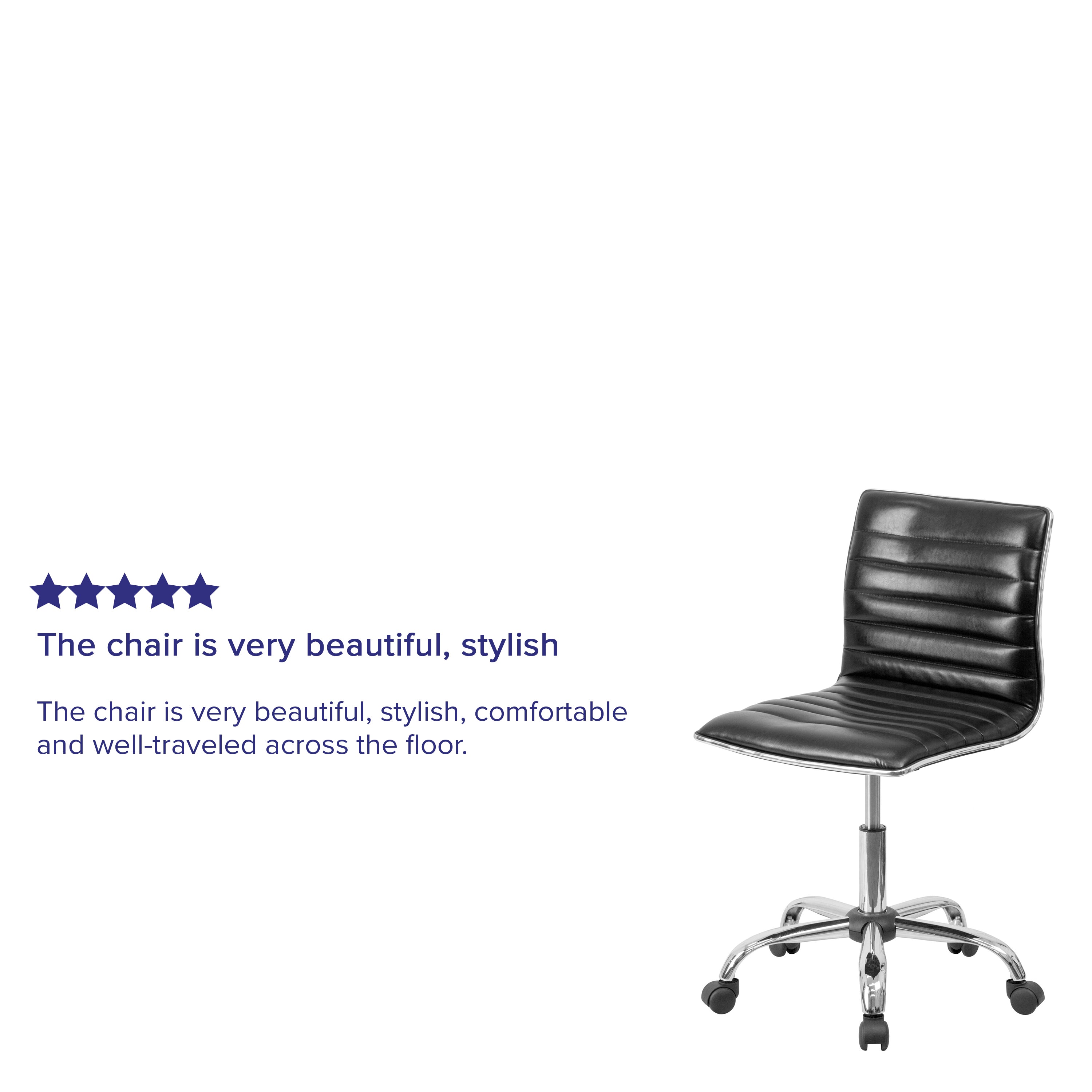 Alan Low Back Designer Armless Black Ribbed Swivel Task Office Chair