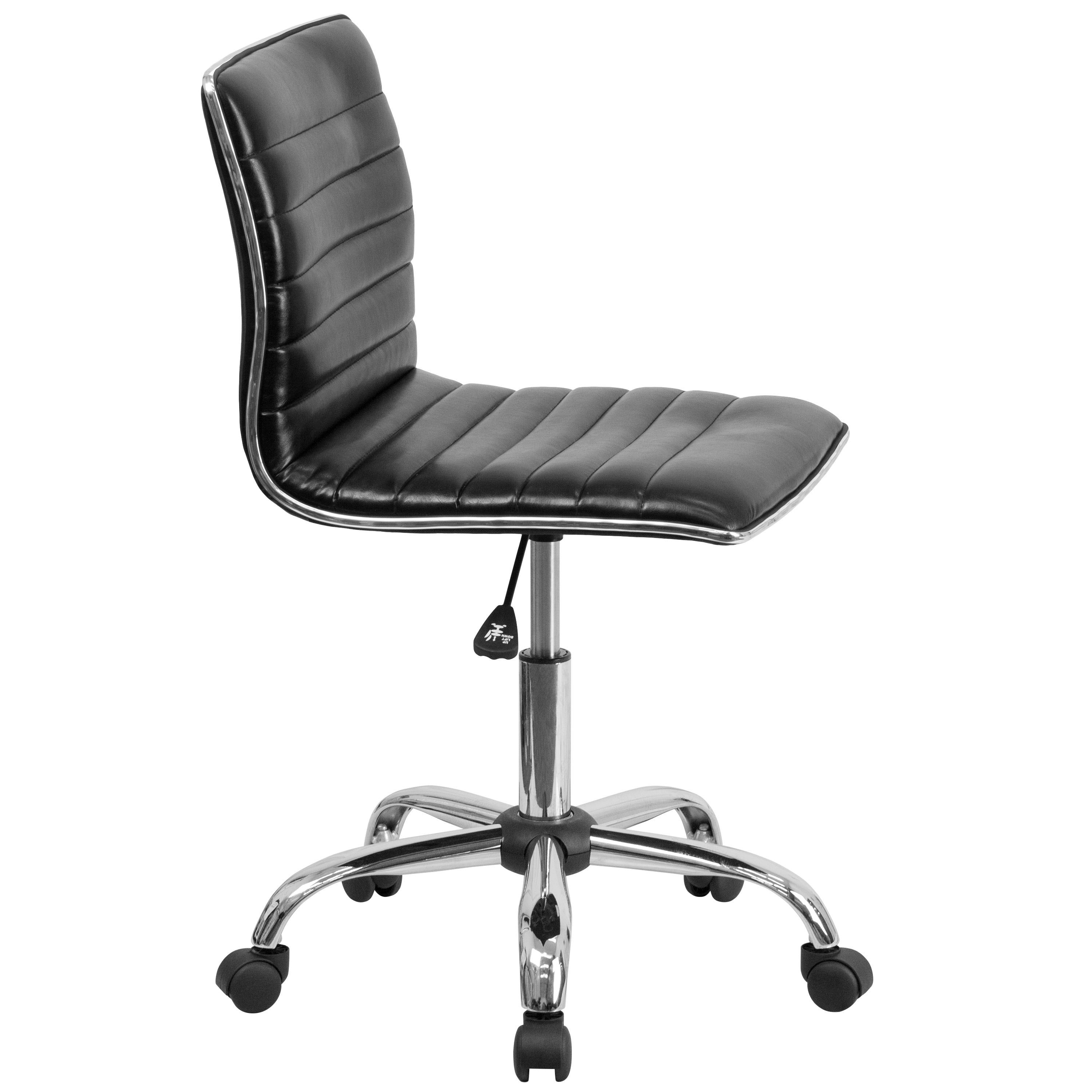 Alan Low Back Designer Armless Black Ribbed Swivel Task Office Chair