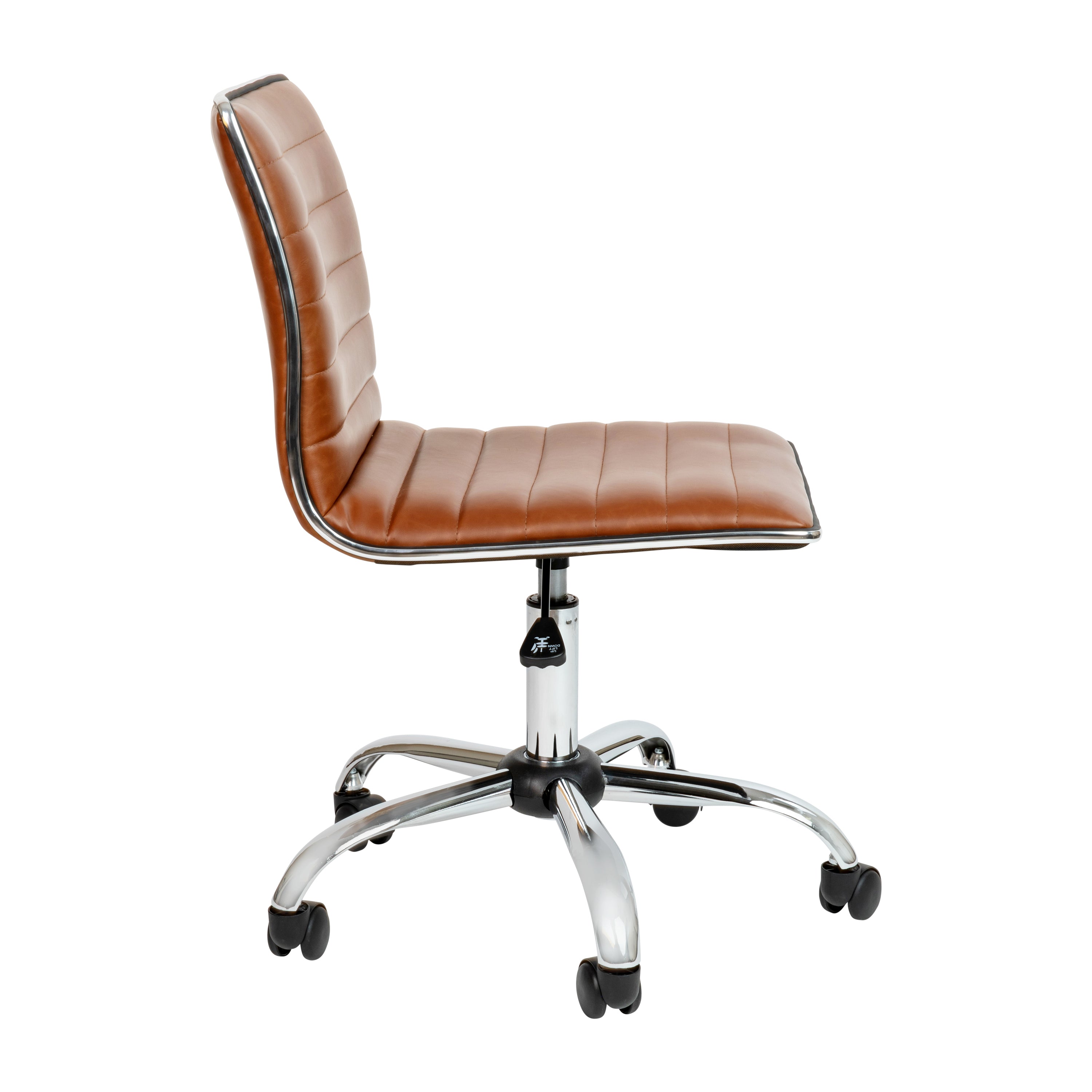 Alan Low Back Designer Armless Brown Ribbed Swivel Task Office Chair