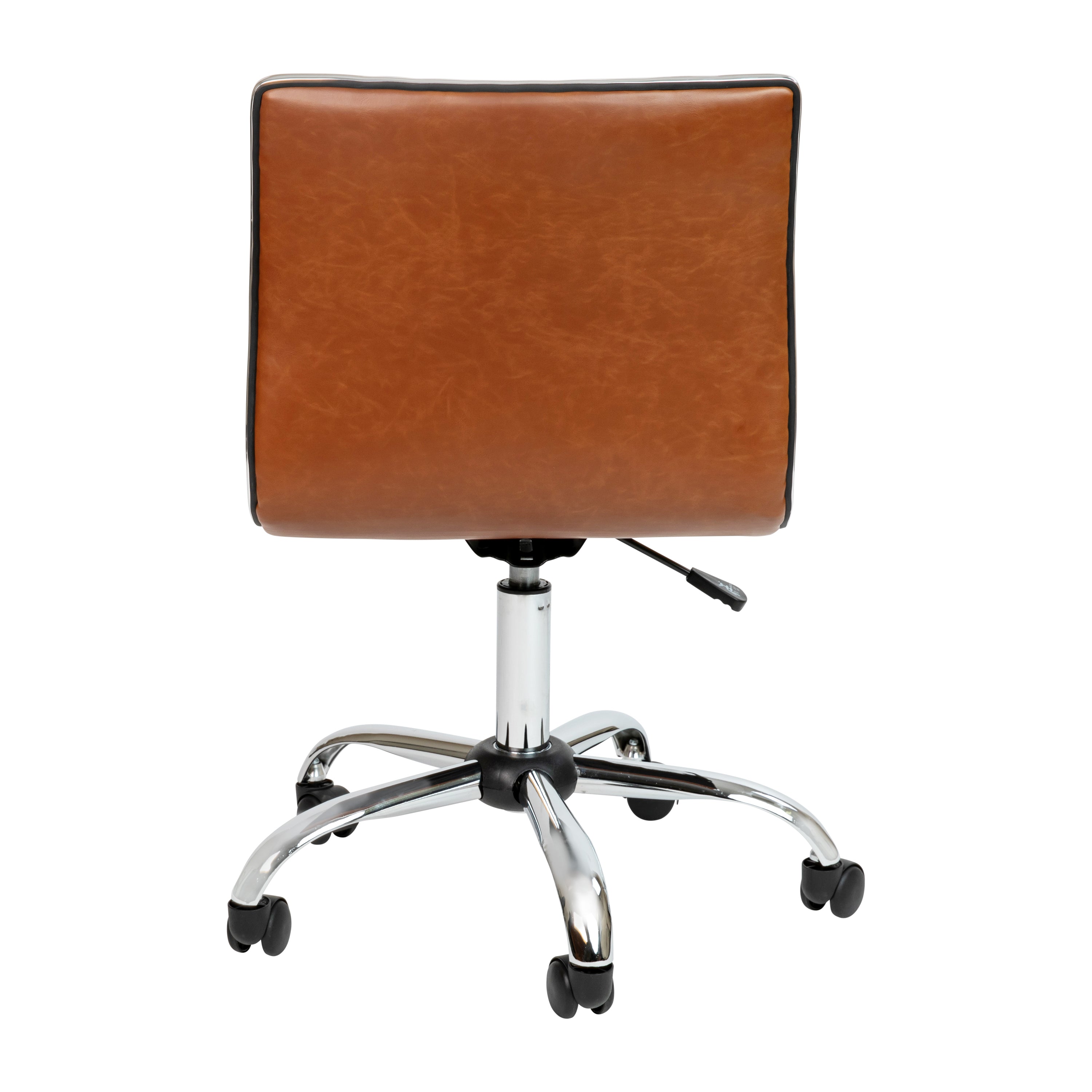 Alan Low Back Designer Armless Brown Ribbed Swivel Task Office Chair