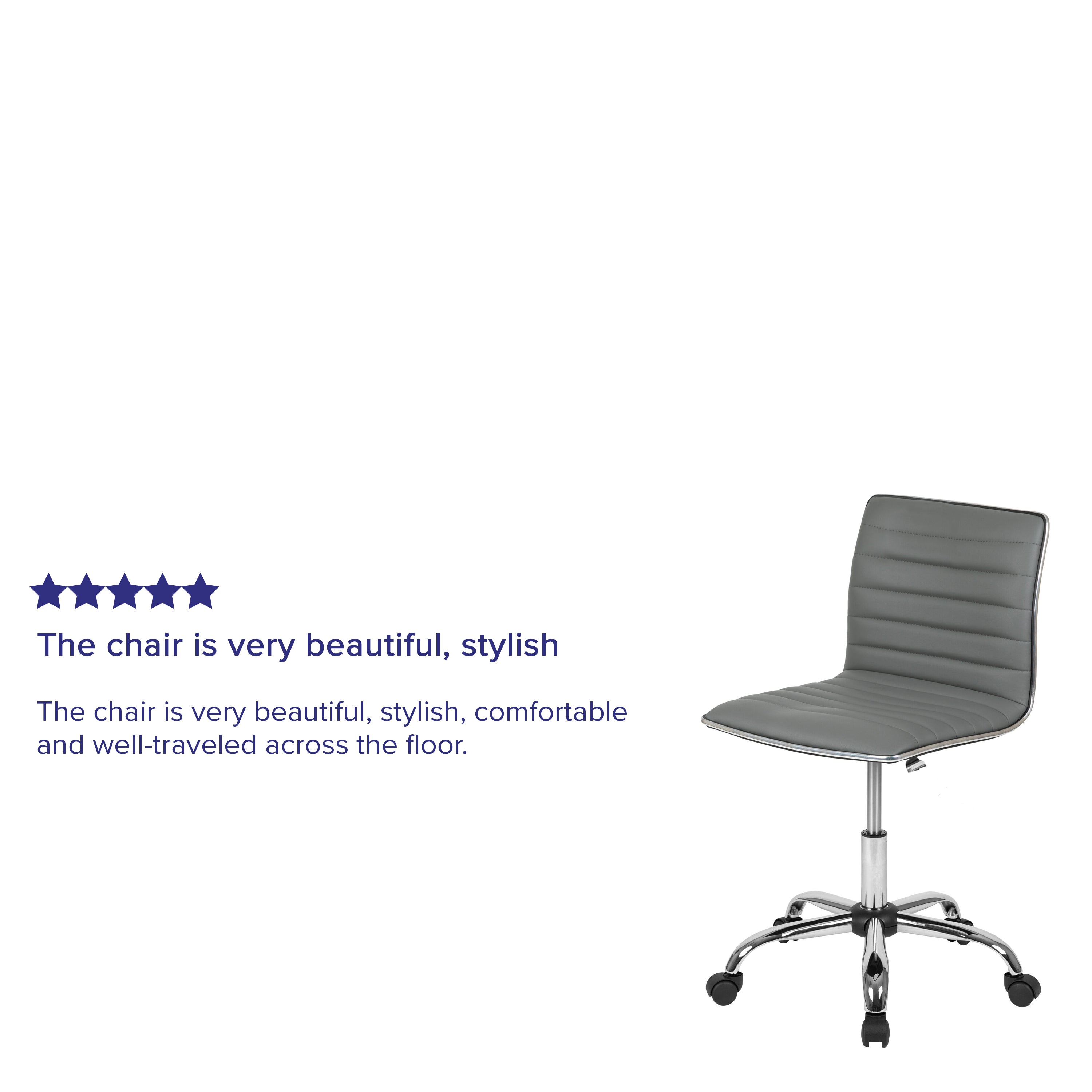 Alan Low Back Designer Armless Light Gray Ribbed Swivel Task Office Chair