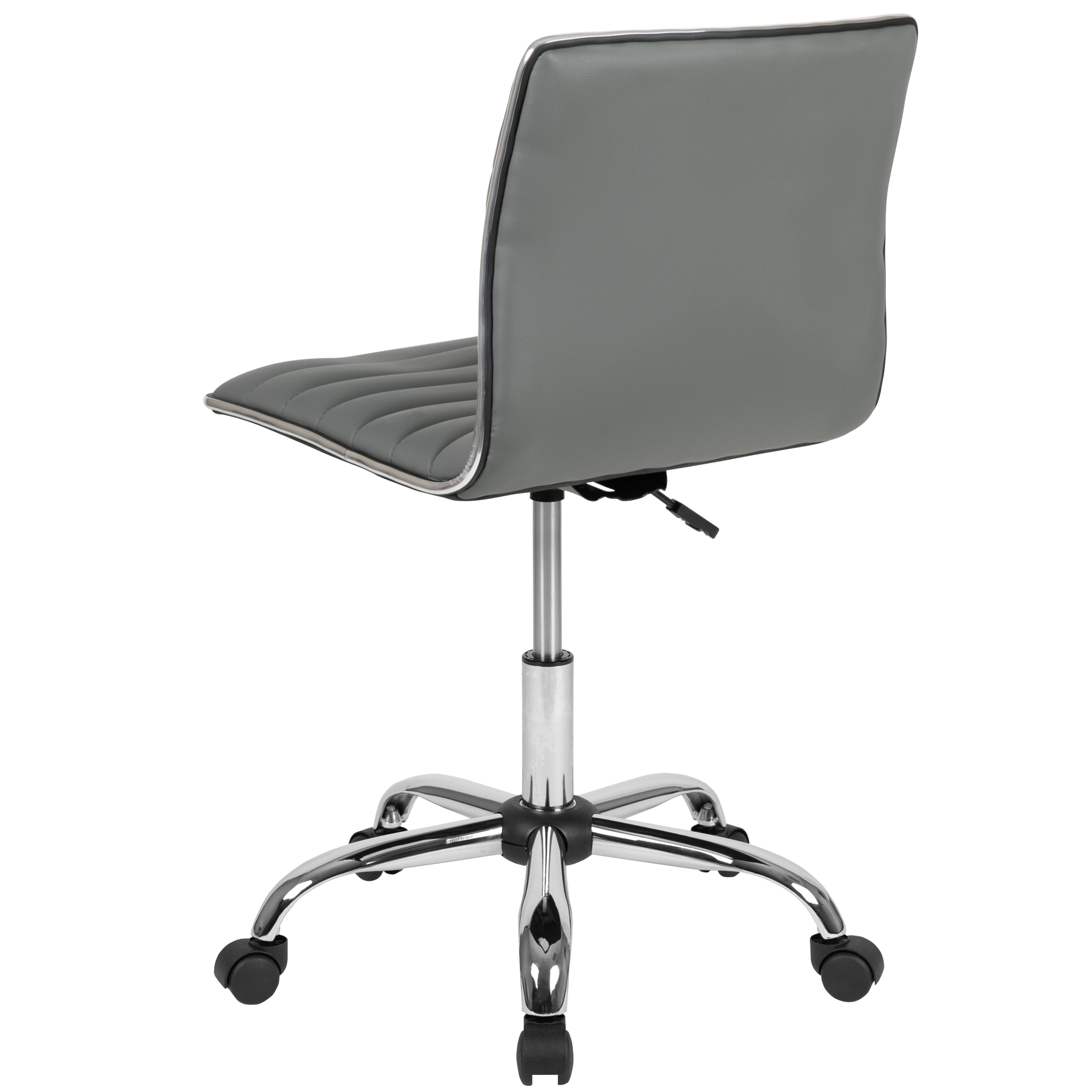 Alan Low Back Designer Armless Light Gray Ribbed Swivel Task Office Chair