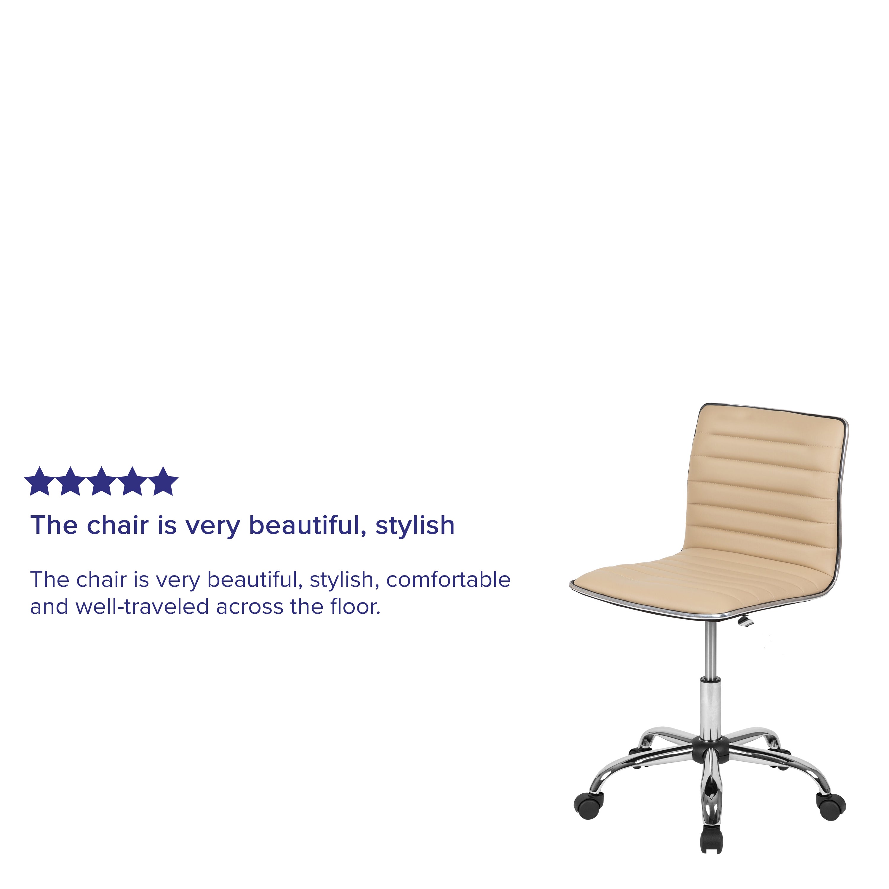Alan Low Back Designer Armless Tan Ribbed Swivel Task Office Chair