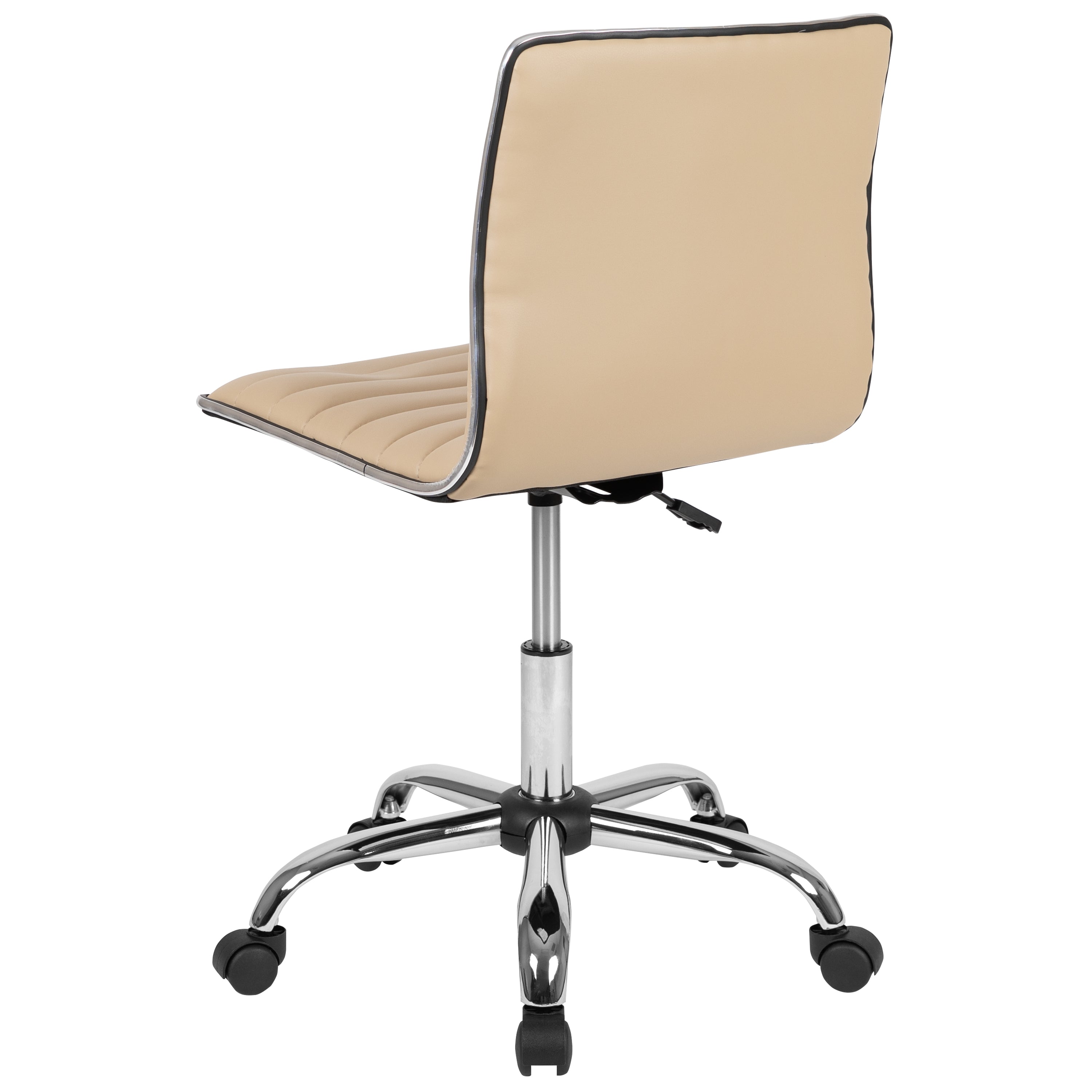 Alan Low Back Designer Armless Tan Ribbed Swivel Task Office Chair