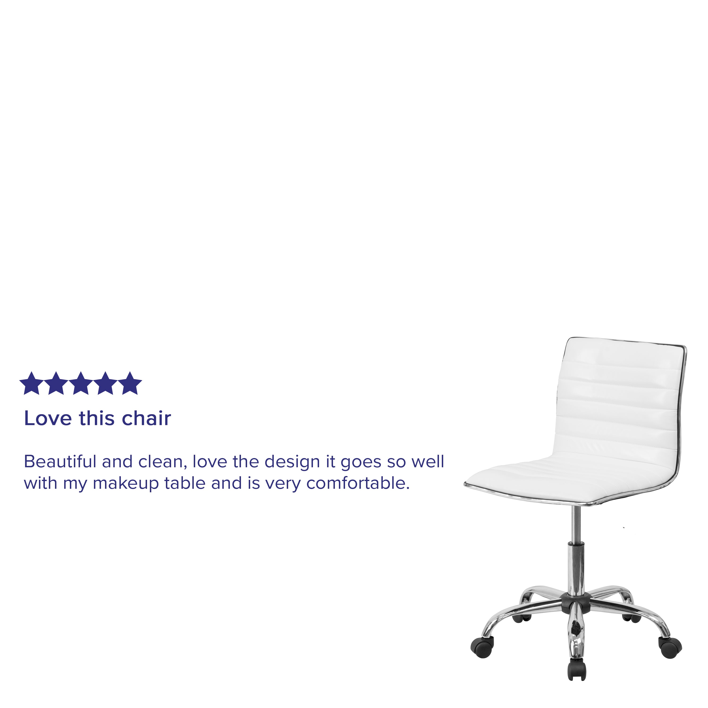 Alan Low Back Designer Armless White Ribbed Swivel Task Office Chair