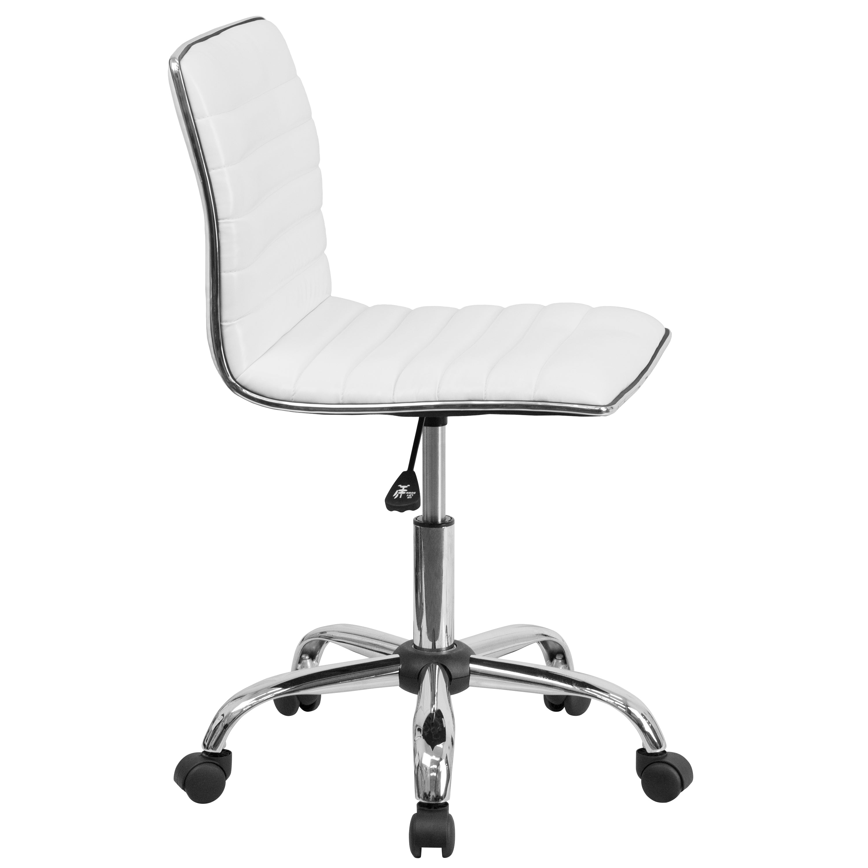 Alan Low Back Designer Armless White Ribbed Swivel Task Office Chair