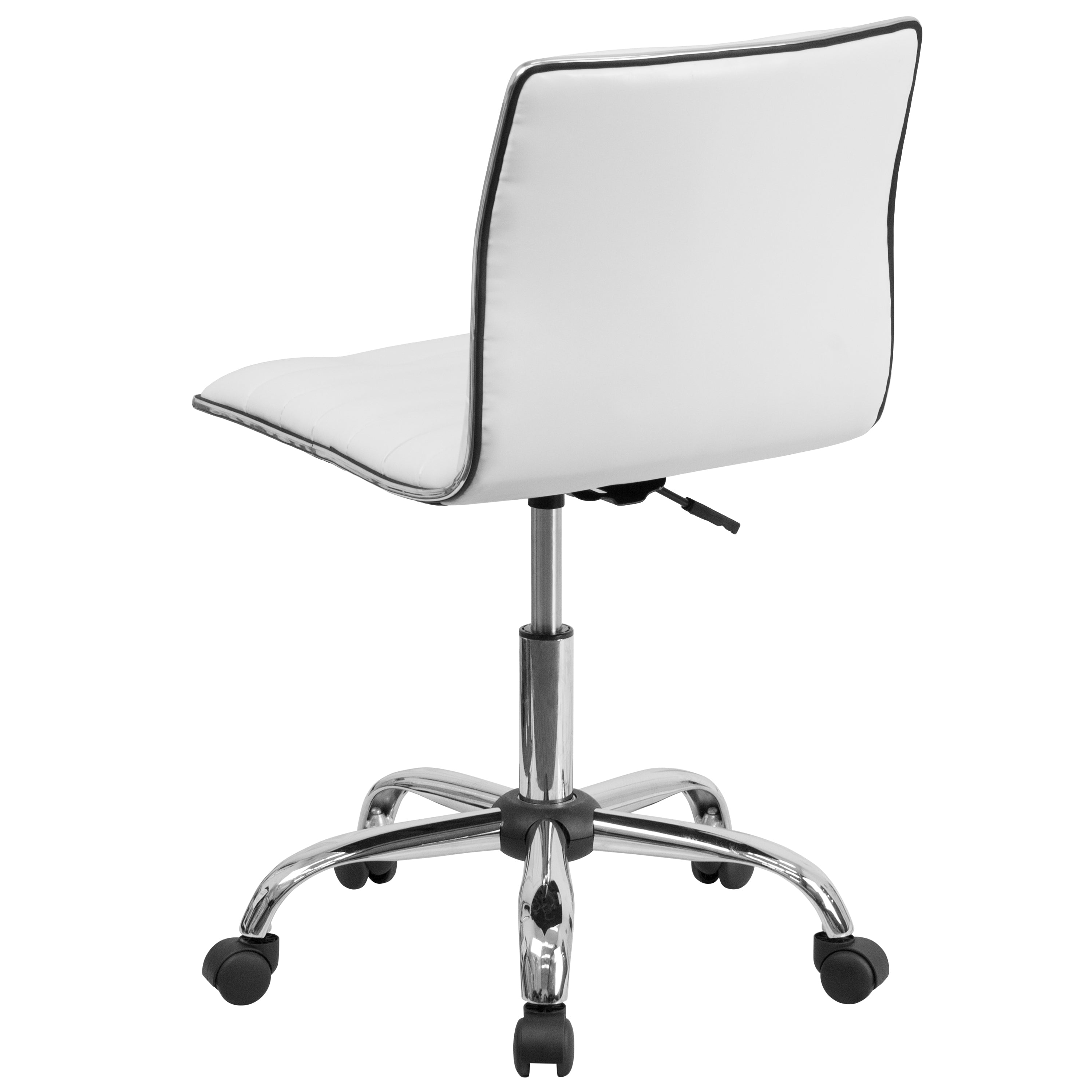 Alan Low Back Designer Armless White Ribbed Swivel Task Office Chair