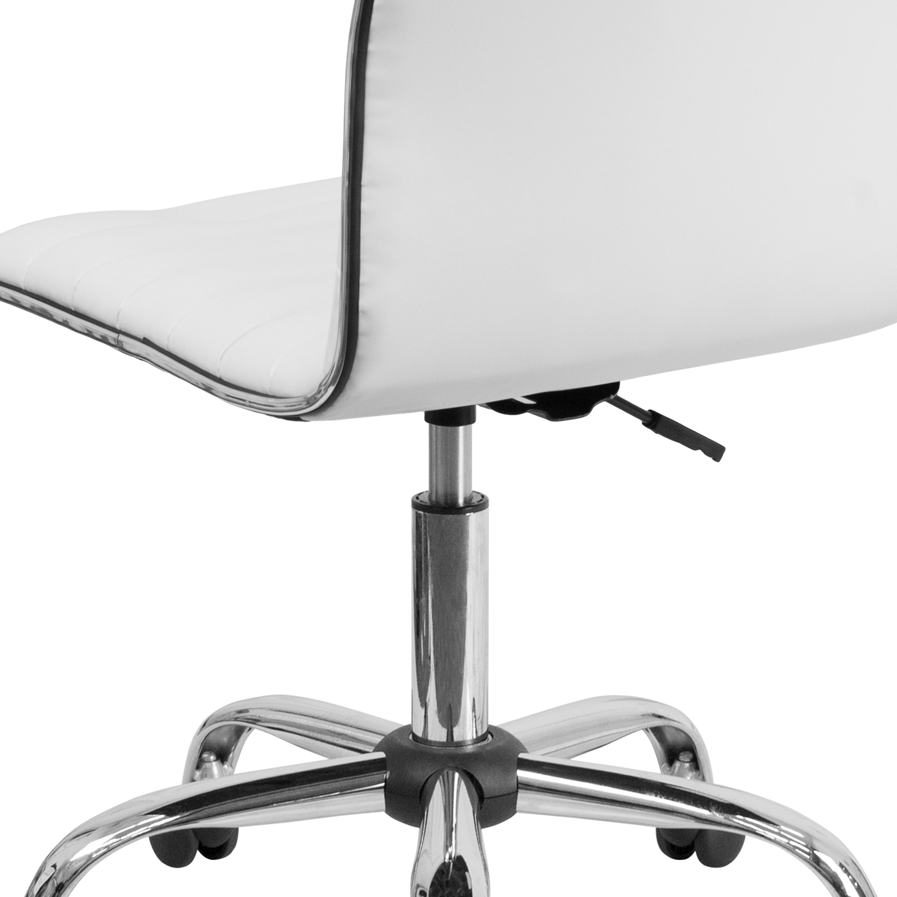 Alan Low Back Designer Armless White Ribbed Swivel Task Office Chair