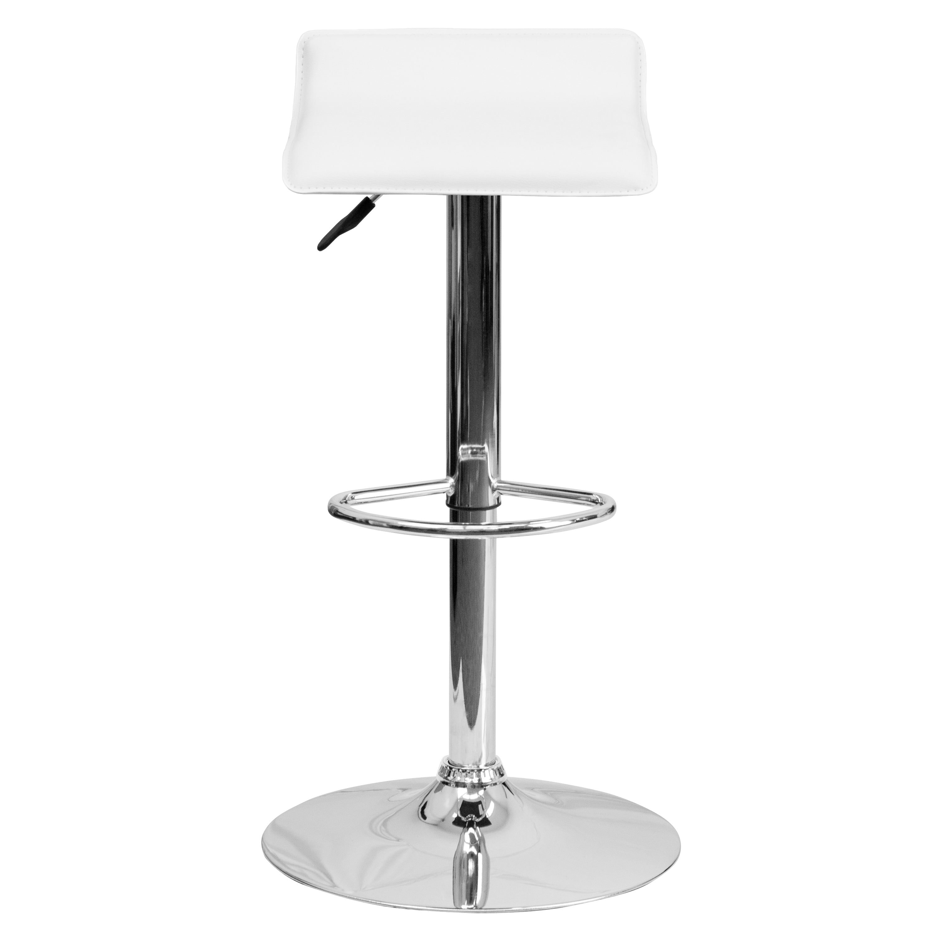 Dax Contemporary White Vinyl Adjustable Height Barstool with Solid Wave Seat and Chrome Base