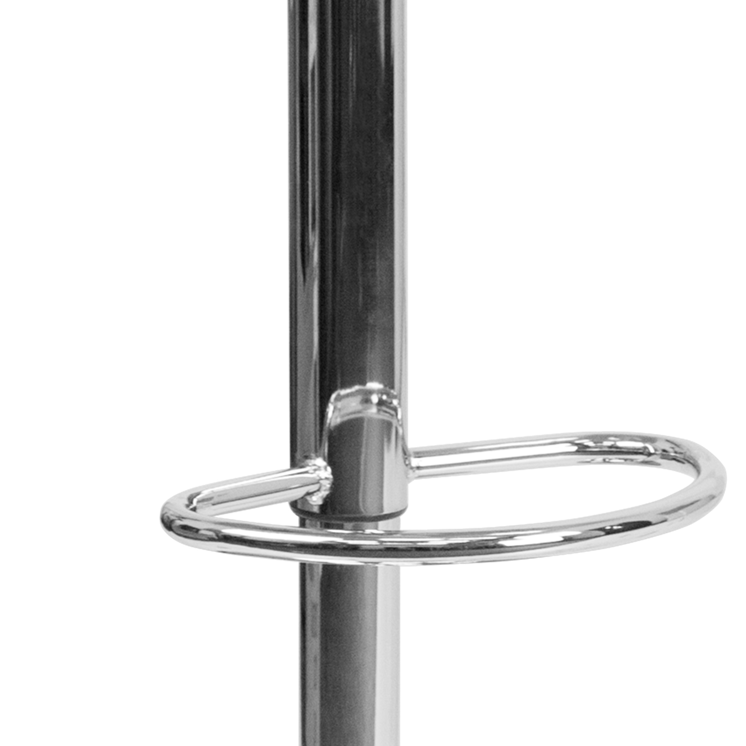 Mark Contemporary Gray Vinyl Adjustable Height Barstool with Quilted Wave Seat and Chrome Base
