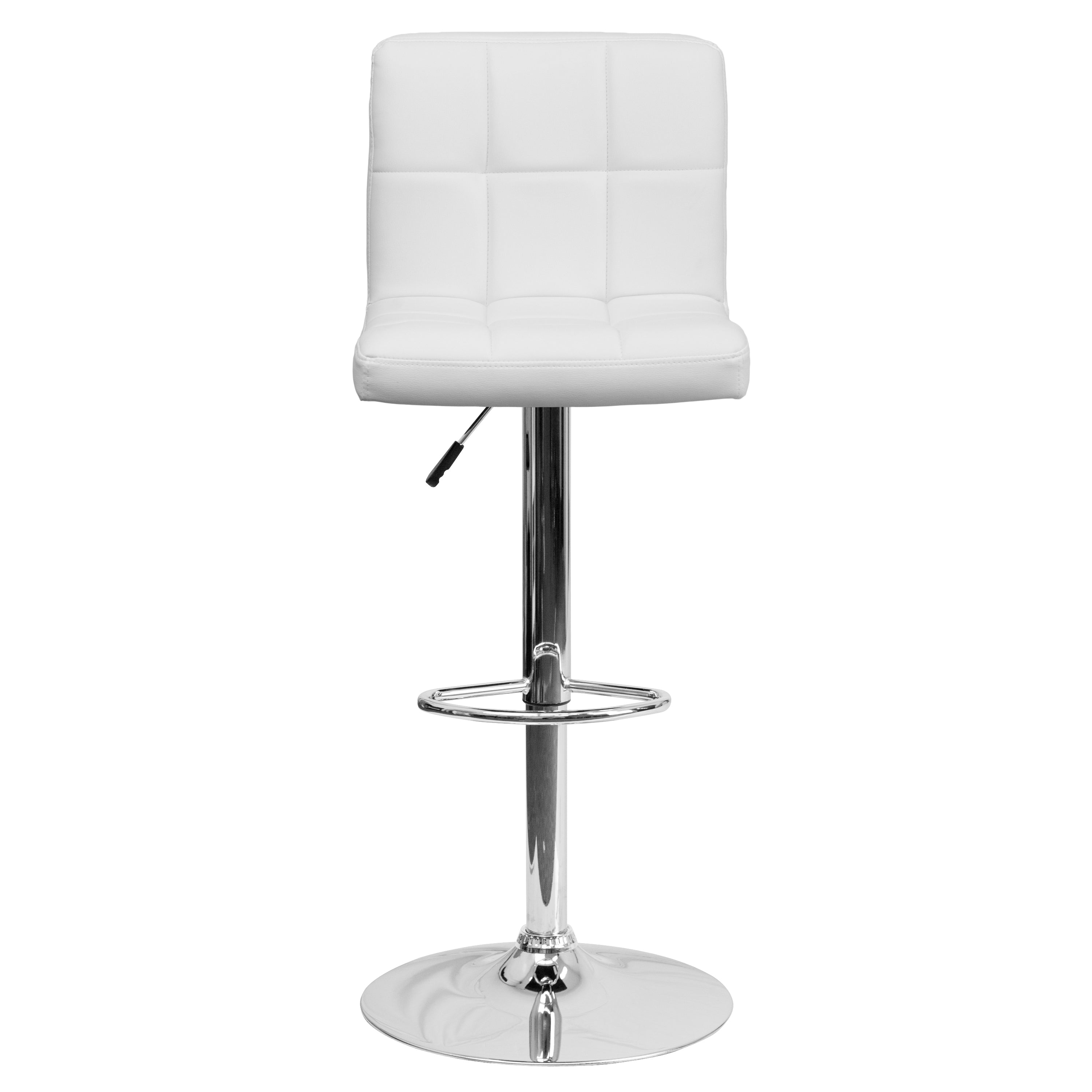 Kathleen Contemporary White Quilted Vinyl Adjustable Height Barstool with Chrome Base