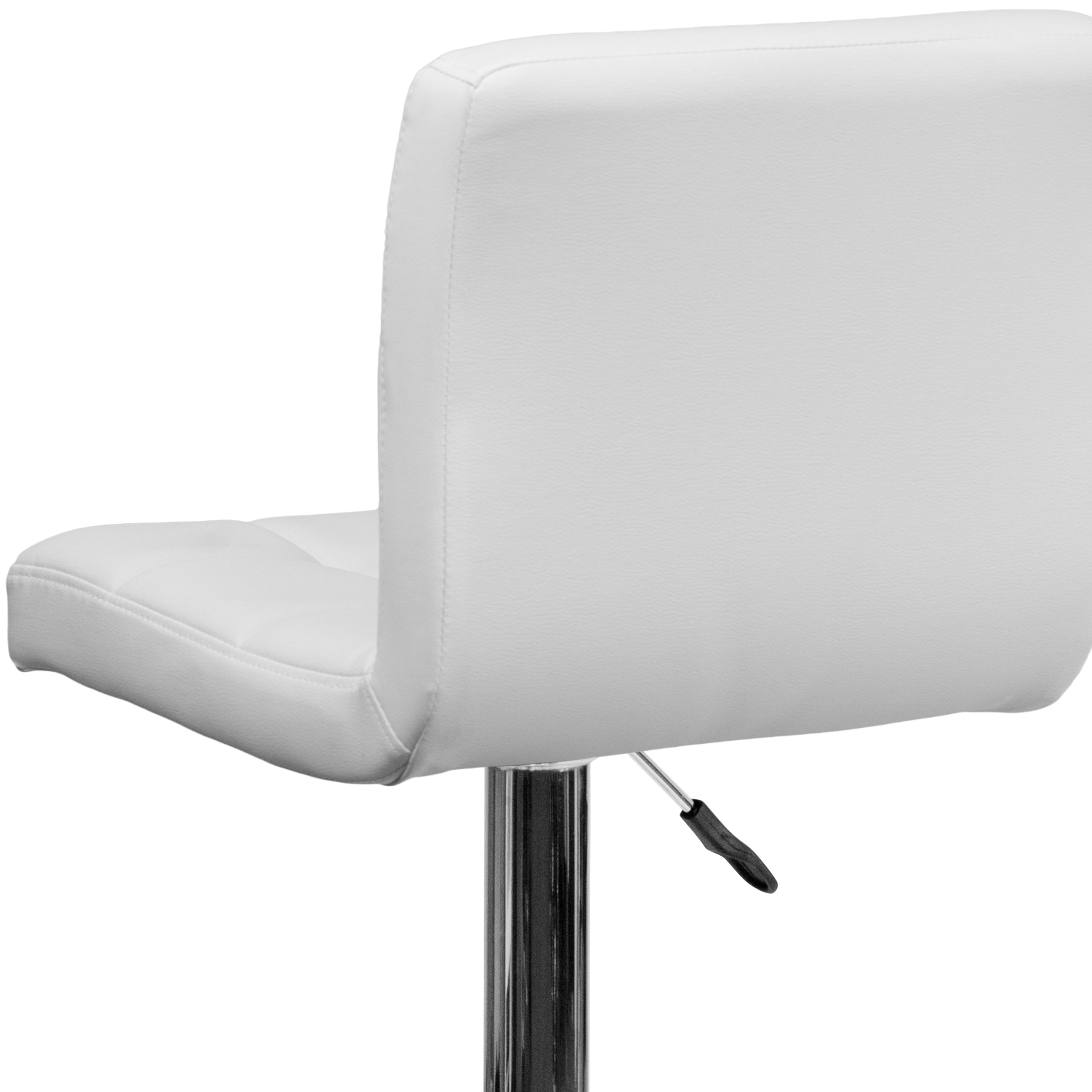 Kathleen Contemporary White Quilted Vinyl Adjustable Height Barstool with Chrome Base
