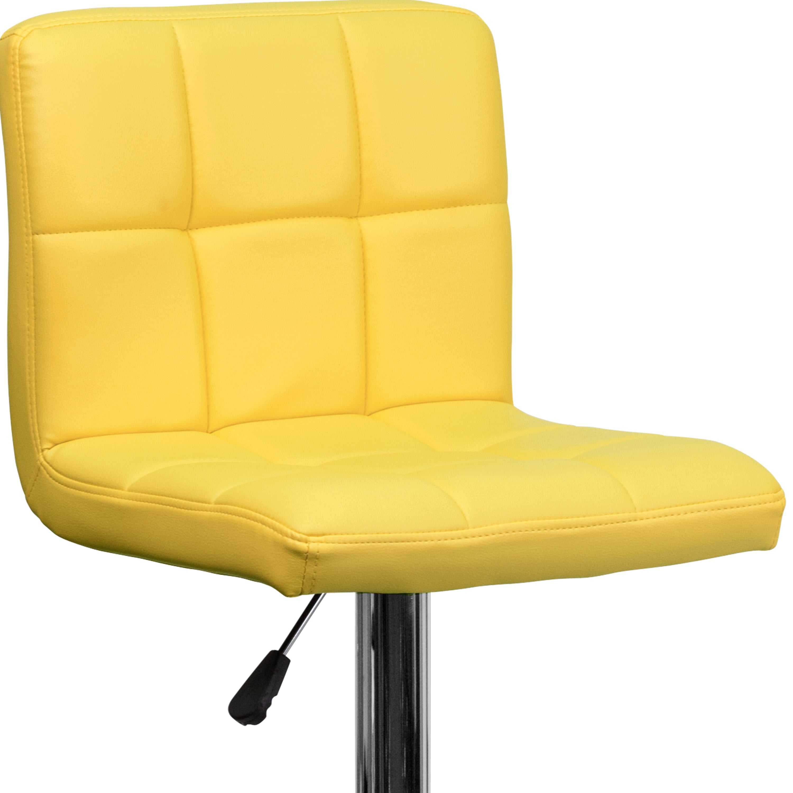 Kathleen Contemporary Yellow Quilted Vinyl Adjustable Height Barstool with Chrome Base