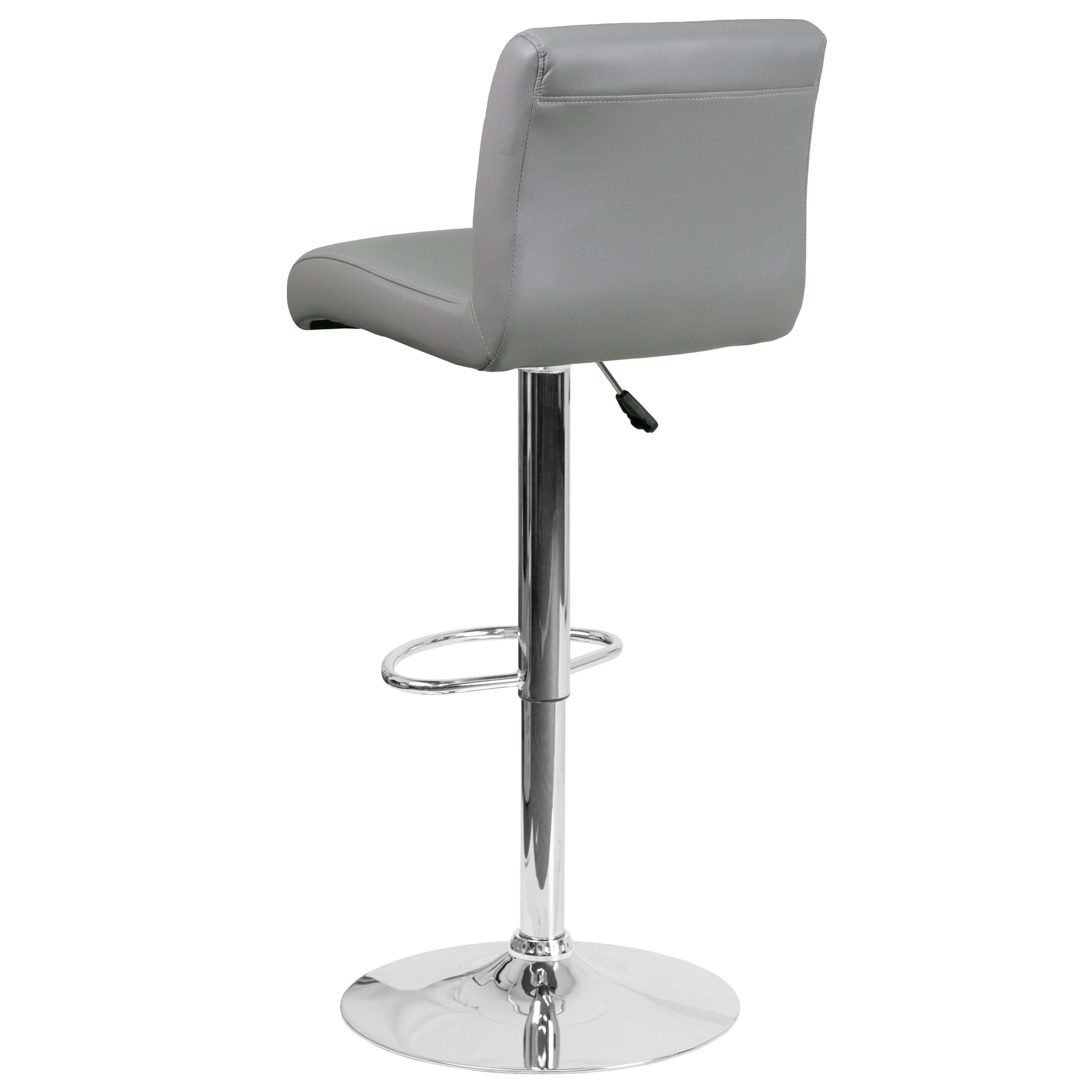 Scott Contemporary Gray Vinyl Adjustable Height Barstool with Rolled Seat and Chrome Base
