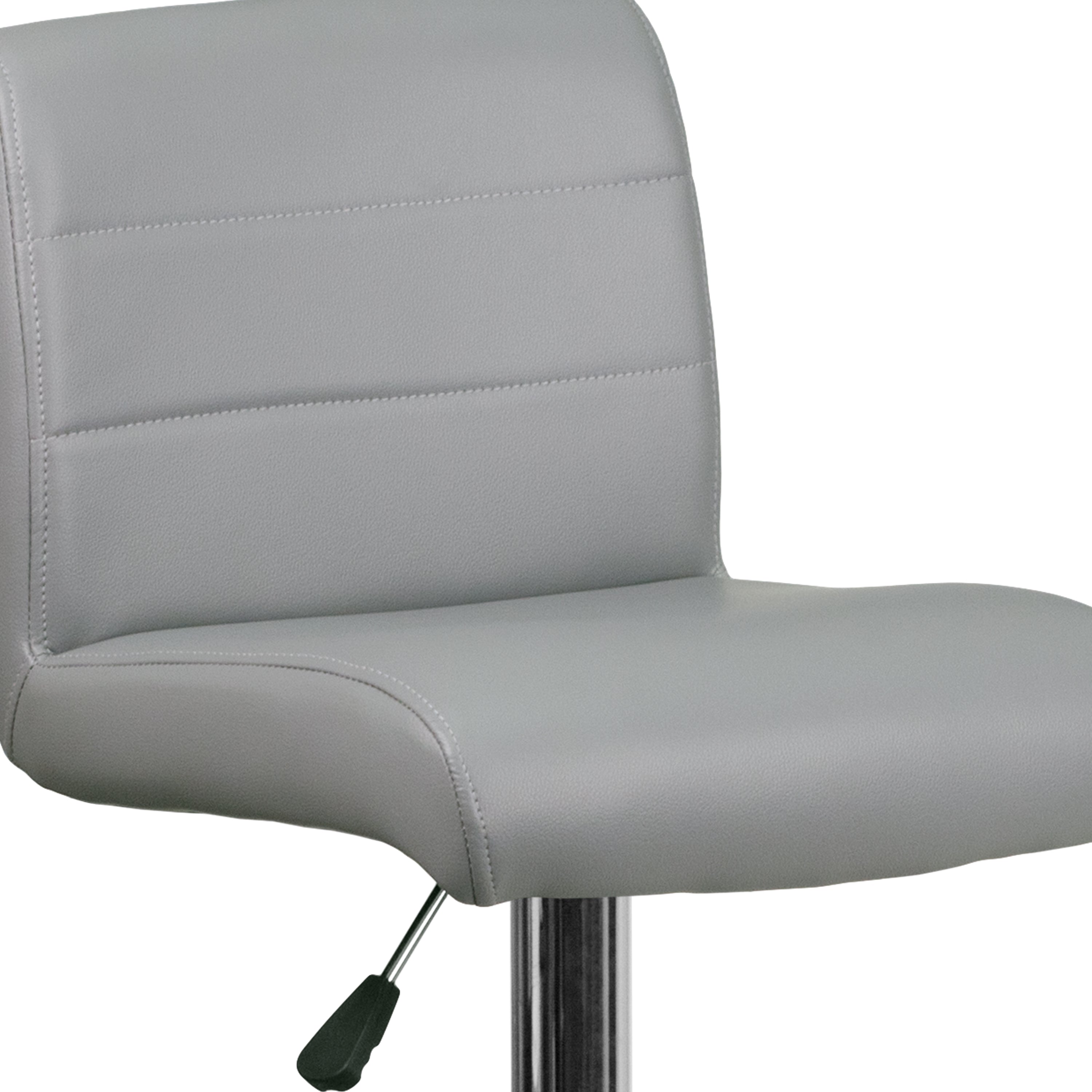 Scott Contemporary Gray Vinyl Adjustable Height Barstool with Rolled Seat and Chrome Base