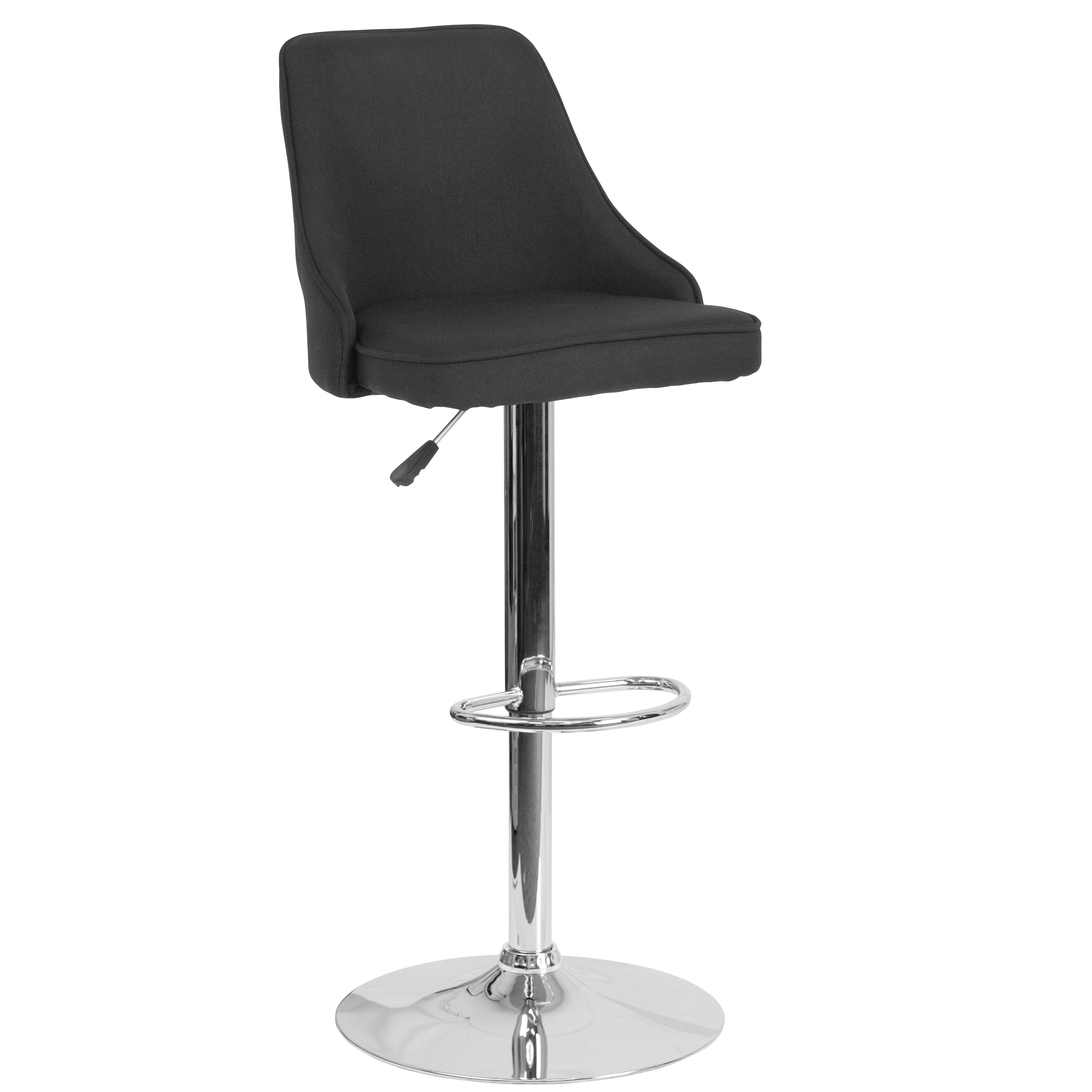 Trieste Contemporary Adjustable Height Barstool in Black Fabric