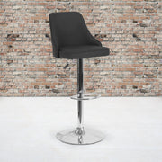 Trieste Contemporary Adjustable Height Barstool in Black Fabric
