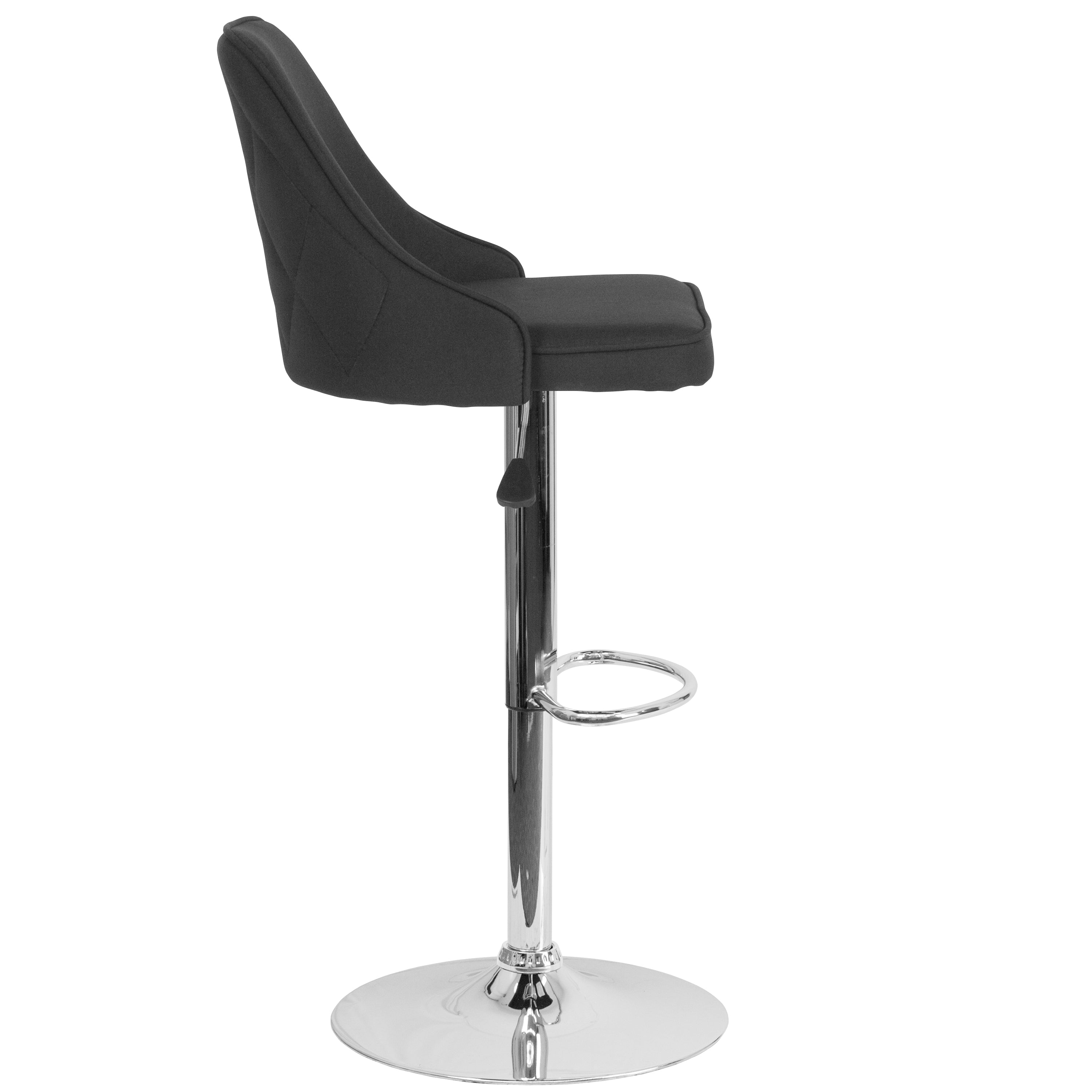 Trieste Contemporary Adjustable Height Barstool in Black Fabric