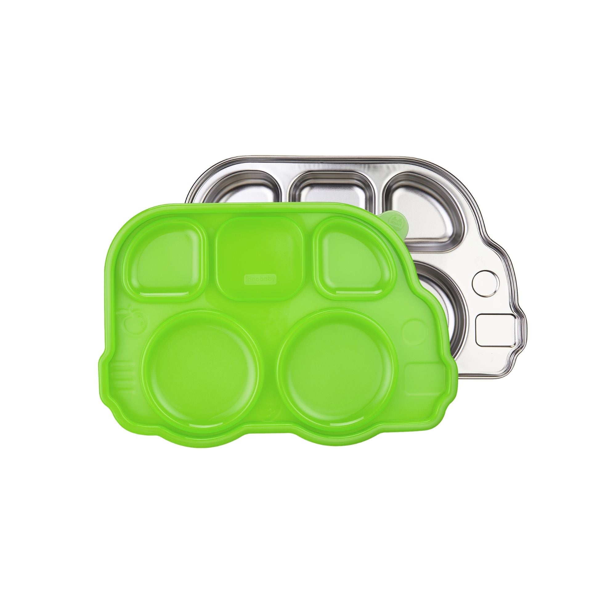 Din Din Smart Divided Stainless Platter with Lid /Green