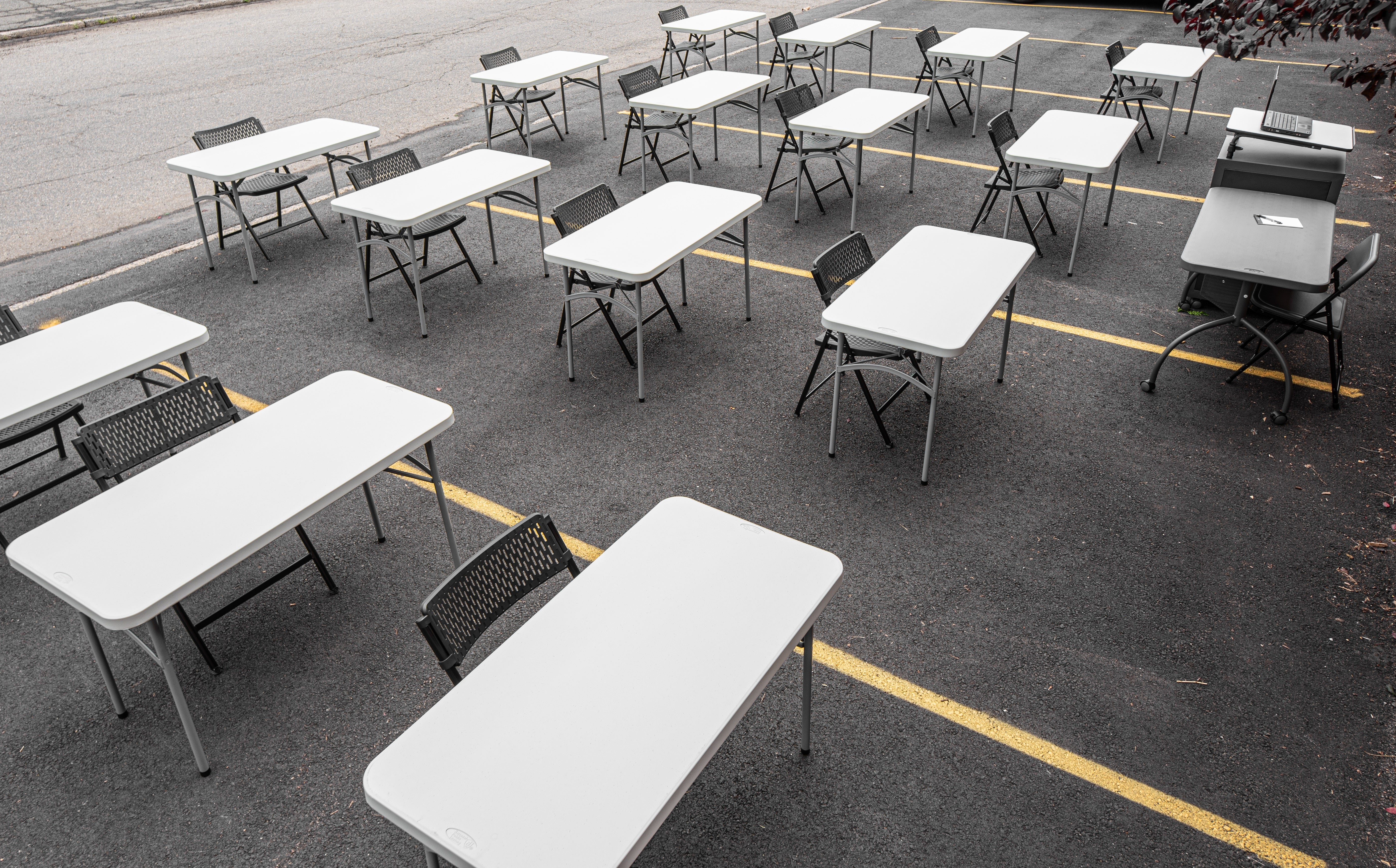 NPS® 24" x 48" Heavy Duty Folding Table, Surface Color: Speckled Grey, Frame Color: Grey