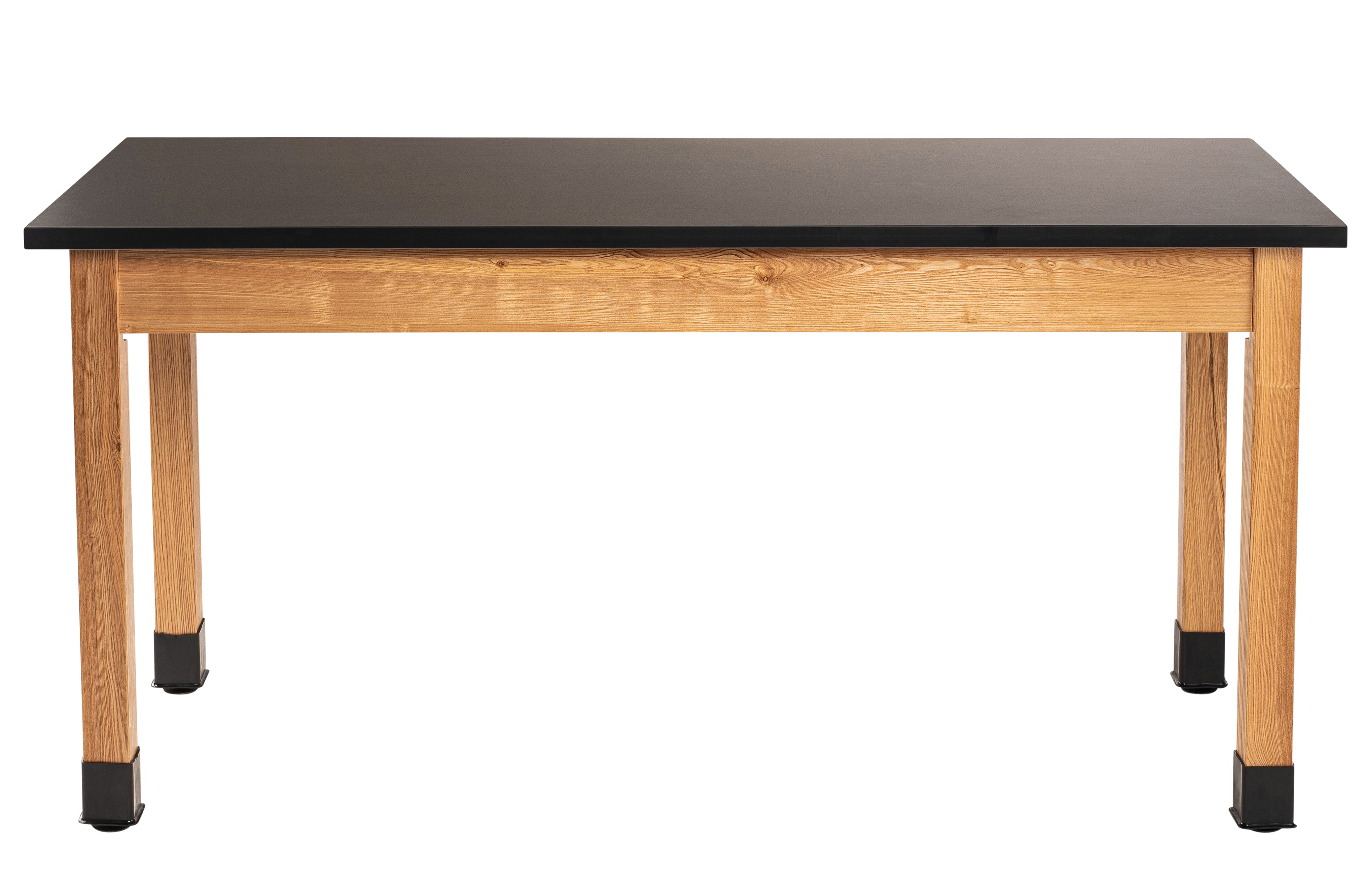NPS® Wood Science Lab Table, 24"x54"x30", Chemical Resistant Top, Surface Color: Black, Frame Color: Ash (Optional Book Compartment and Castor Add-On)