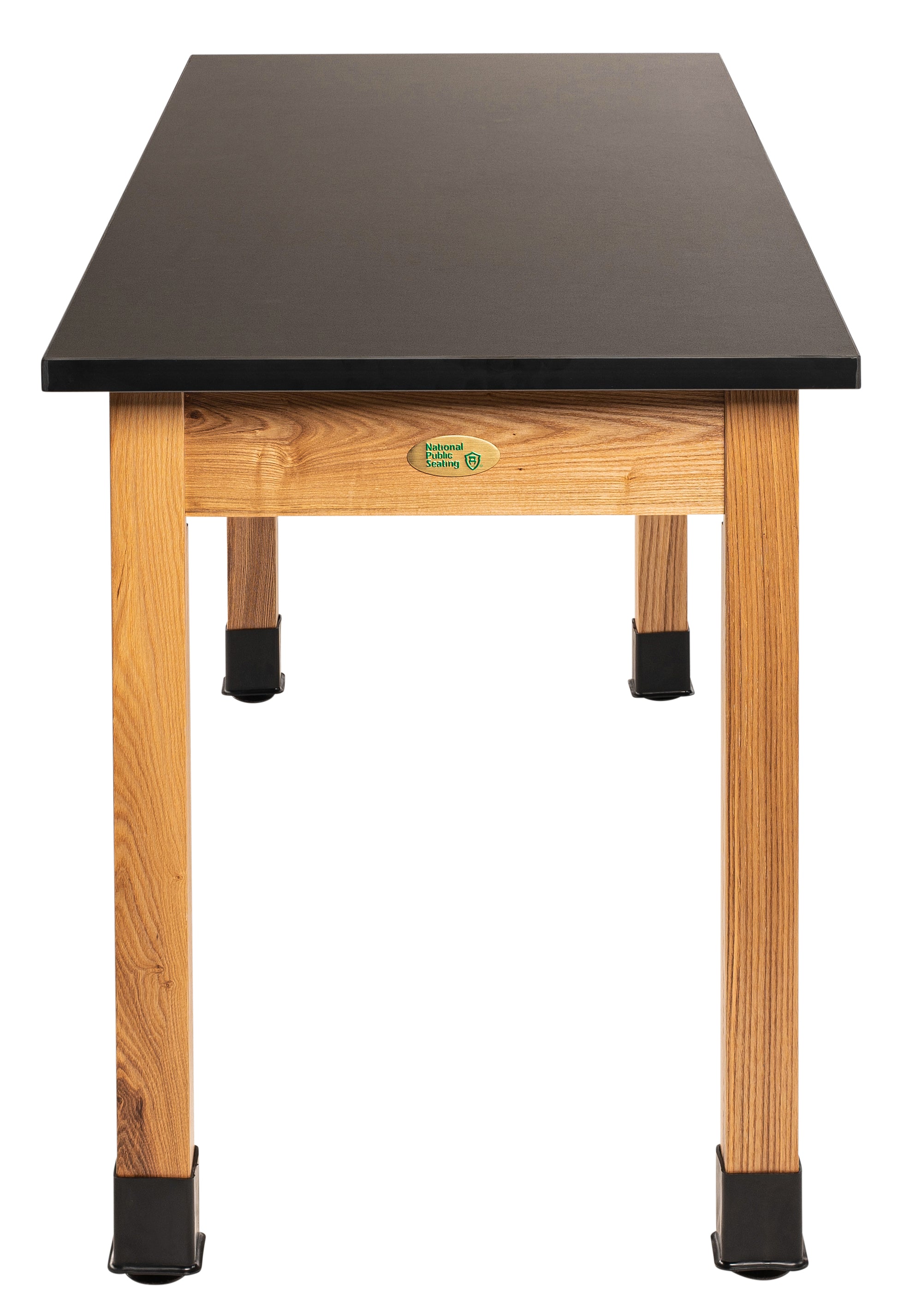 NPS® Wood Science Lab Table, 30"x72"x30", Chemical Resistant Top, Surface Color: Black, Frame Color: Ash (Optional Castor Add-On)