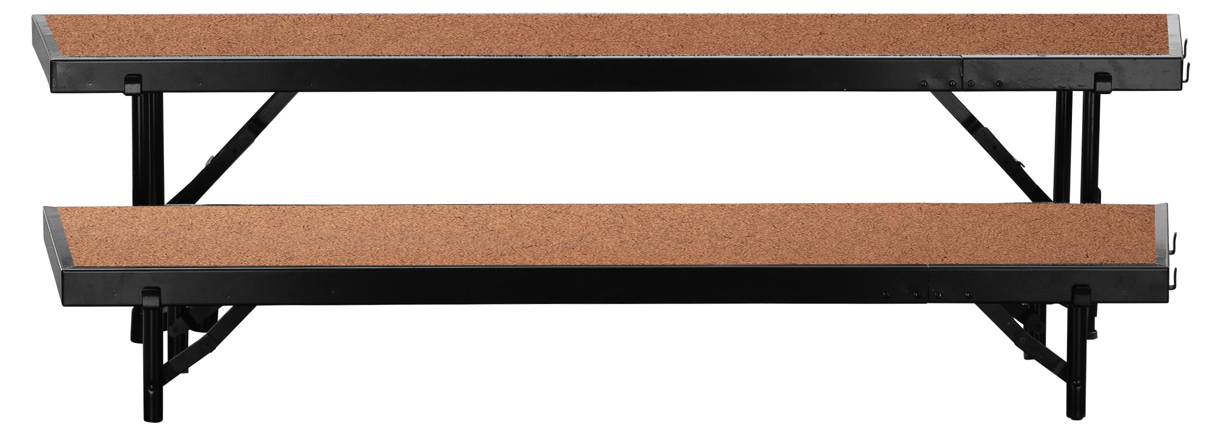 NPS® 2 Level Tapered Standing Choral Riser, Hardboard (18" x 96" Platform), Frame Color: Black
