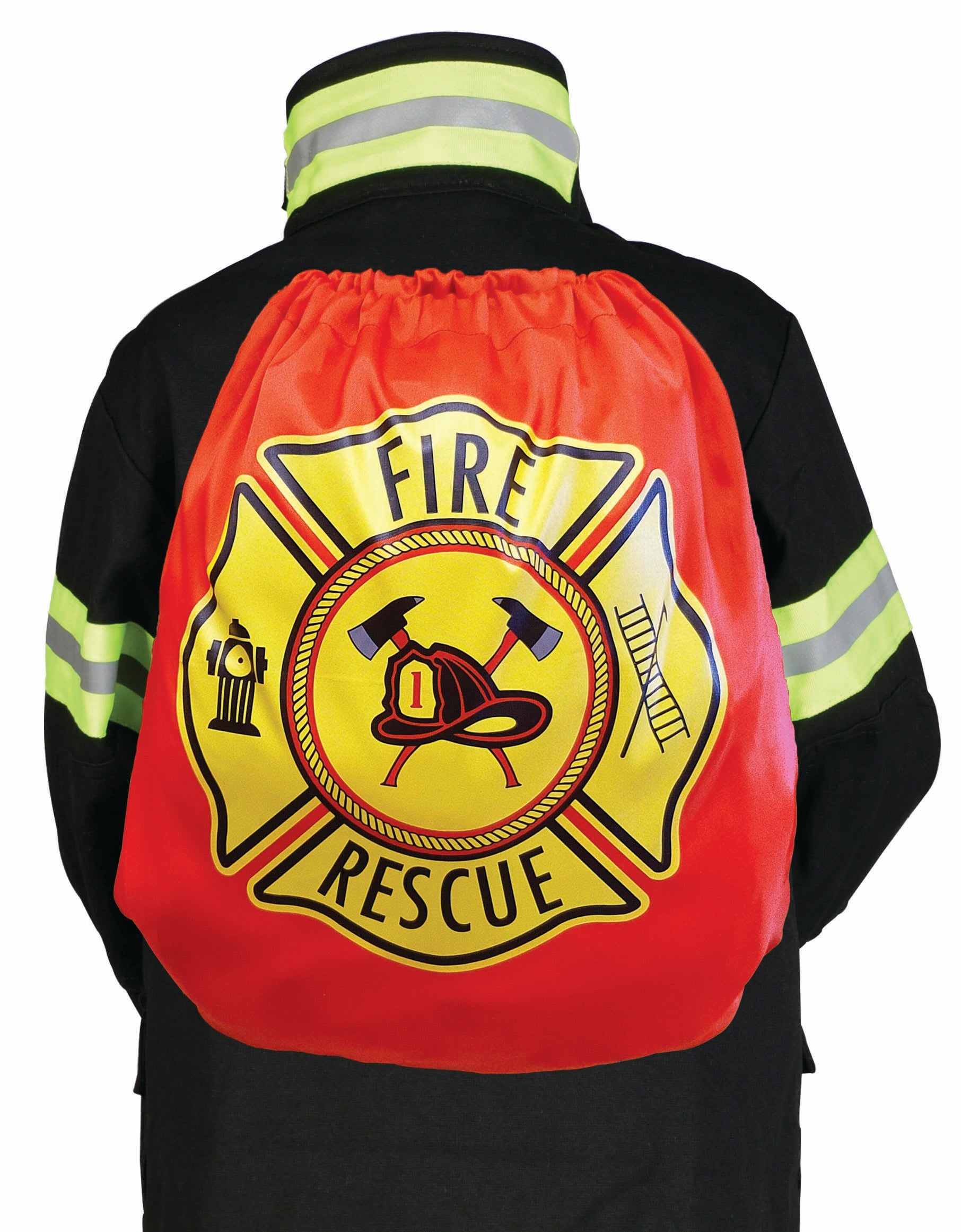 Drawstring Backpack Firefighter, Red
