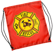 Drawstring Backpack Firefighter, Red