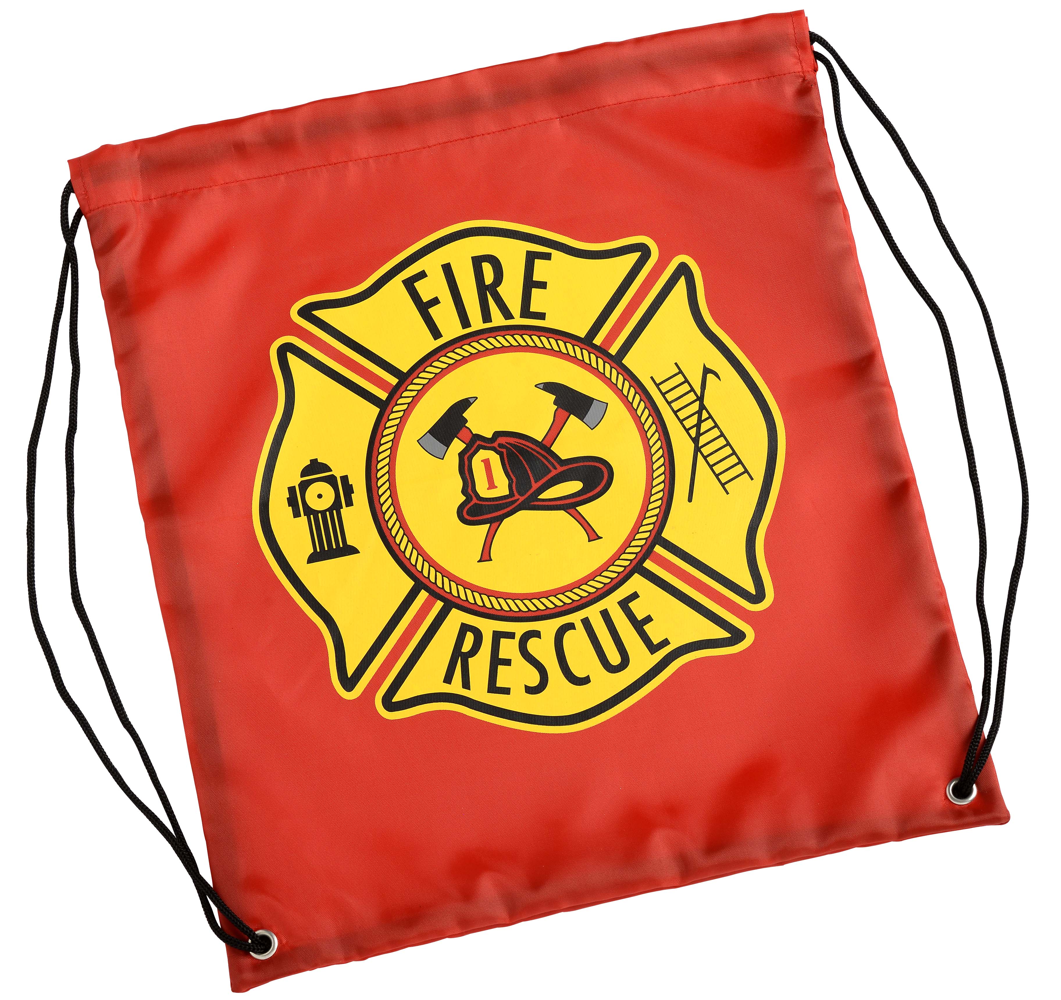 Drawstring Backpack Firefighter, Red