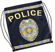 Drawstring Backpack Police, Navy Blue