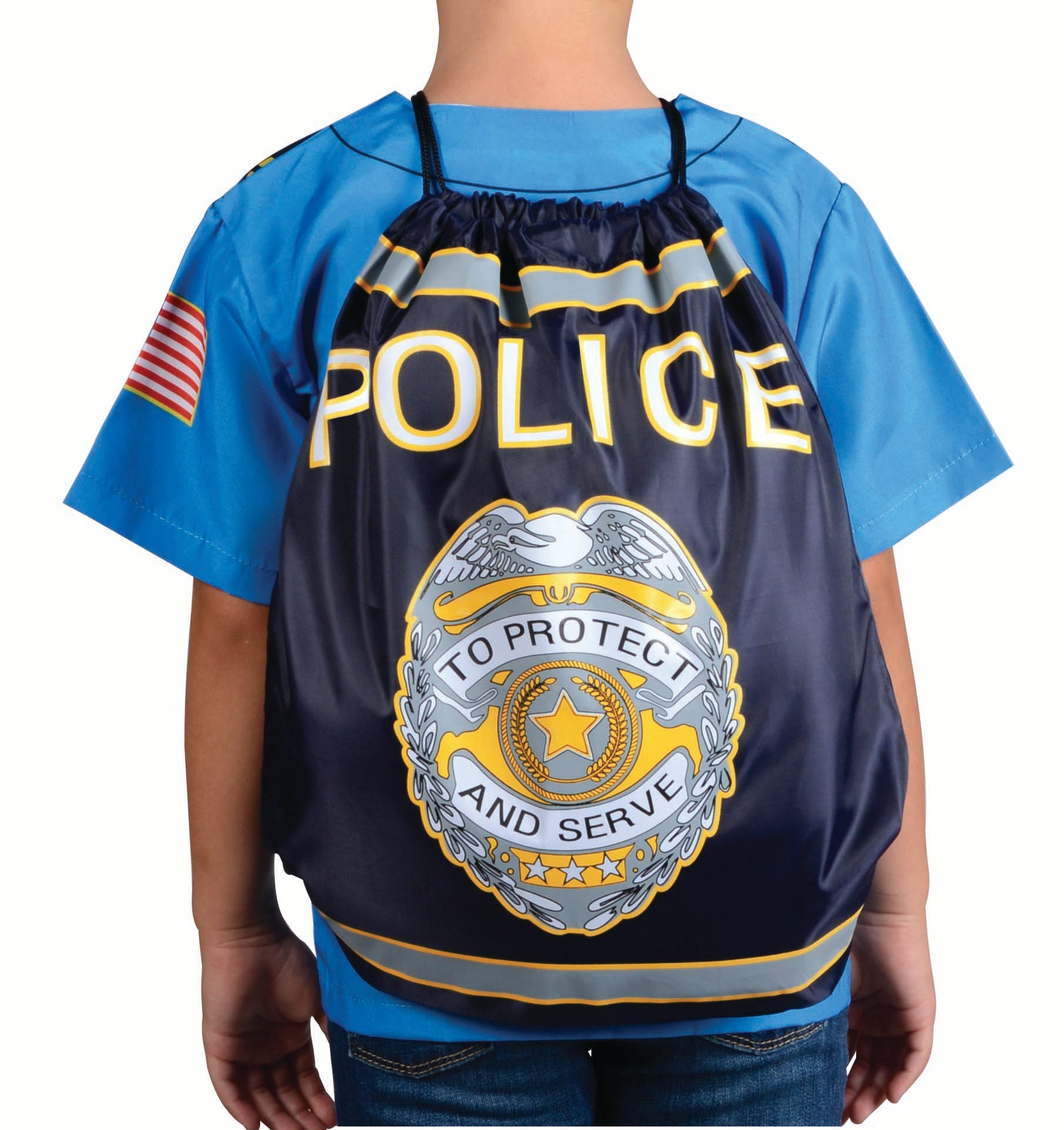 Drawstring Backpack Police, Navy Blue