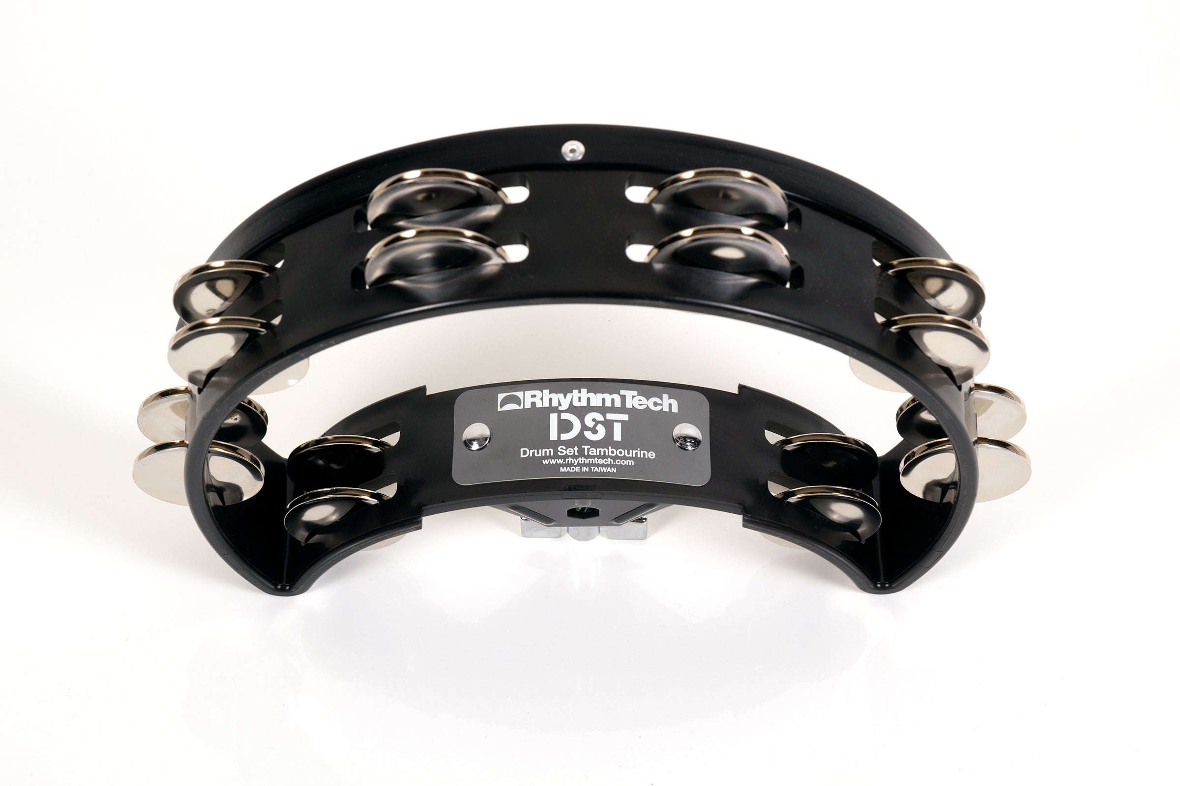 Rhythm Tech DST10 Drum Set Tambourine And Mount. Black with Double Row Nickel Jingles