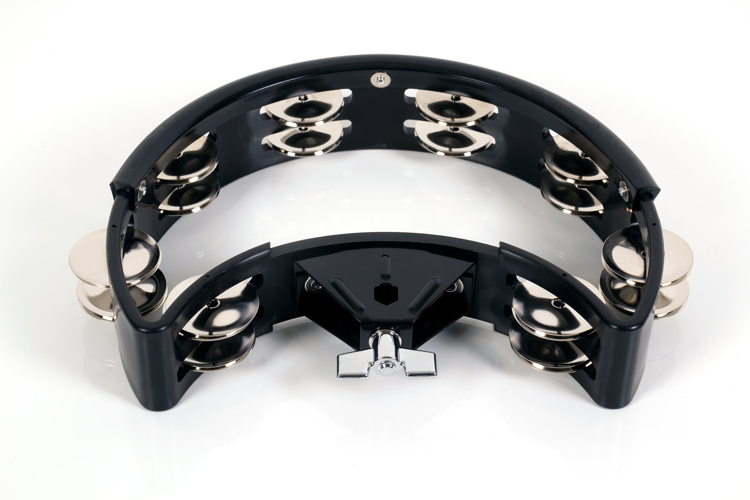 Rhythm Tech DST10 Drum Set Tambourine And Mount. Black with Double Row Nickel Jingles