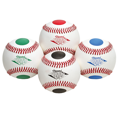 DTS™ Balls - Training Ball, Color Dotted 9" Baseballs - Pack Of 12 (Model # - DTS-BB DOT)