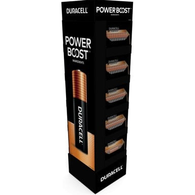 Duracell Coppertop 46 Ct of 24Packs  Tower Display, Includes: 28 Packs of Coppertop AA 24 packs - DURMN15R24DWZ17  and 18 packs of Coppertop AAA 24 Pack - DURMN24R24DWZ17